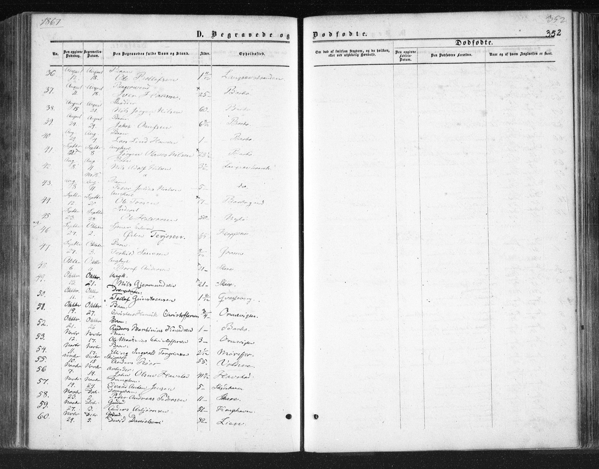 Tromøy sokneprestkontor, SAK/1111-0041/F/Fa/L0007: Parish register (official) no. A 7, 1864-1869, p. 352