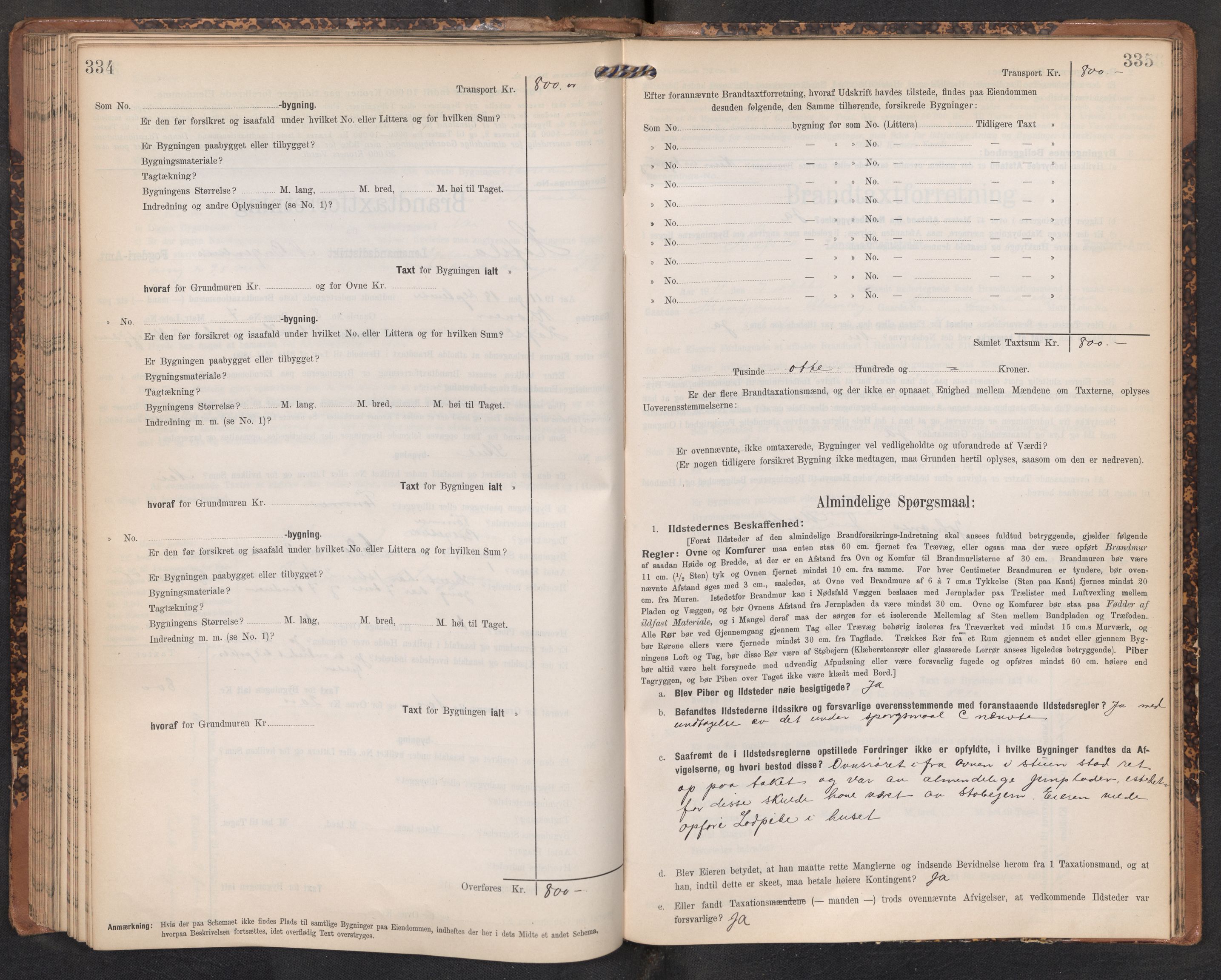 Lensmannen i Hafslo, AV/SAB-A-28001/0012/L0007: Branntakstprotokoll, skjematakst, 1905-1922, p. 334-335