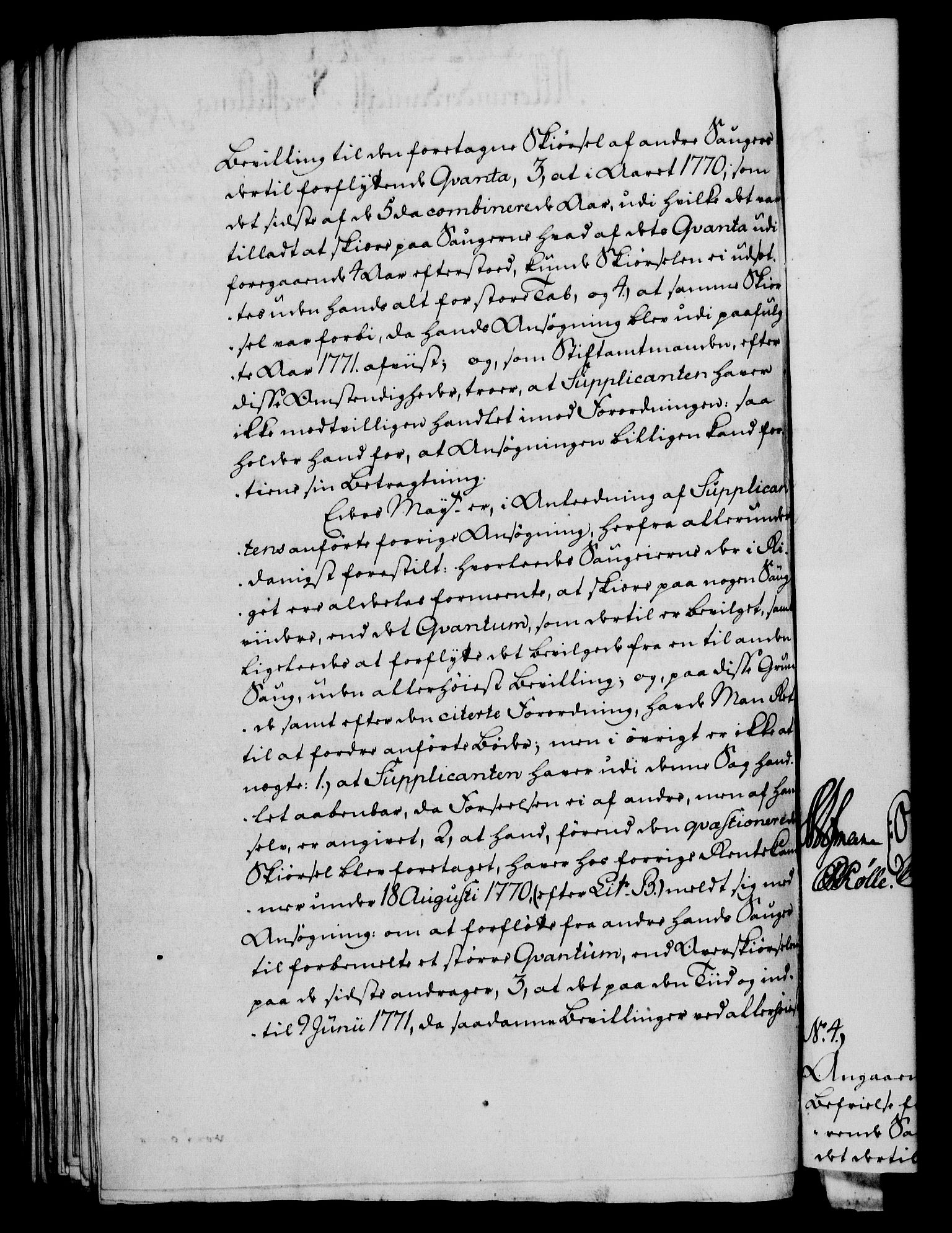 Rentekammeret, Kammerkanselliet, RA/EA-3111/G/Gf/Gfa/L0056: Norsk relasjons- og resolusjonsprotokoll (merket RK 52.56), 1774, p. 260
