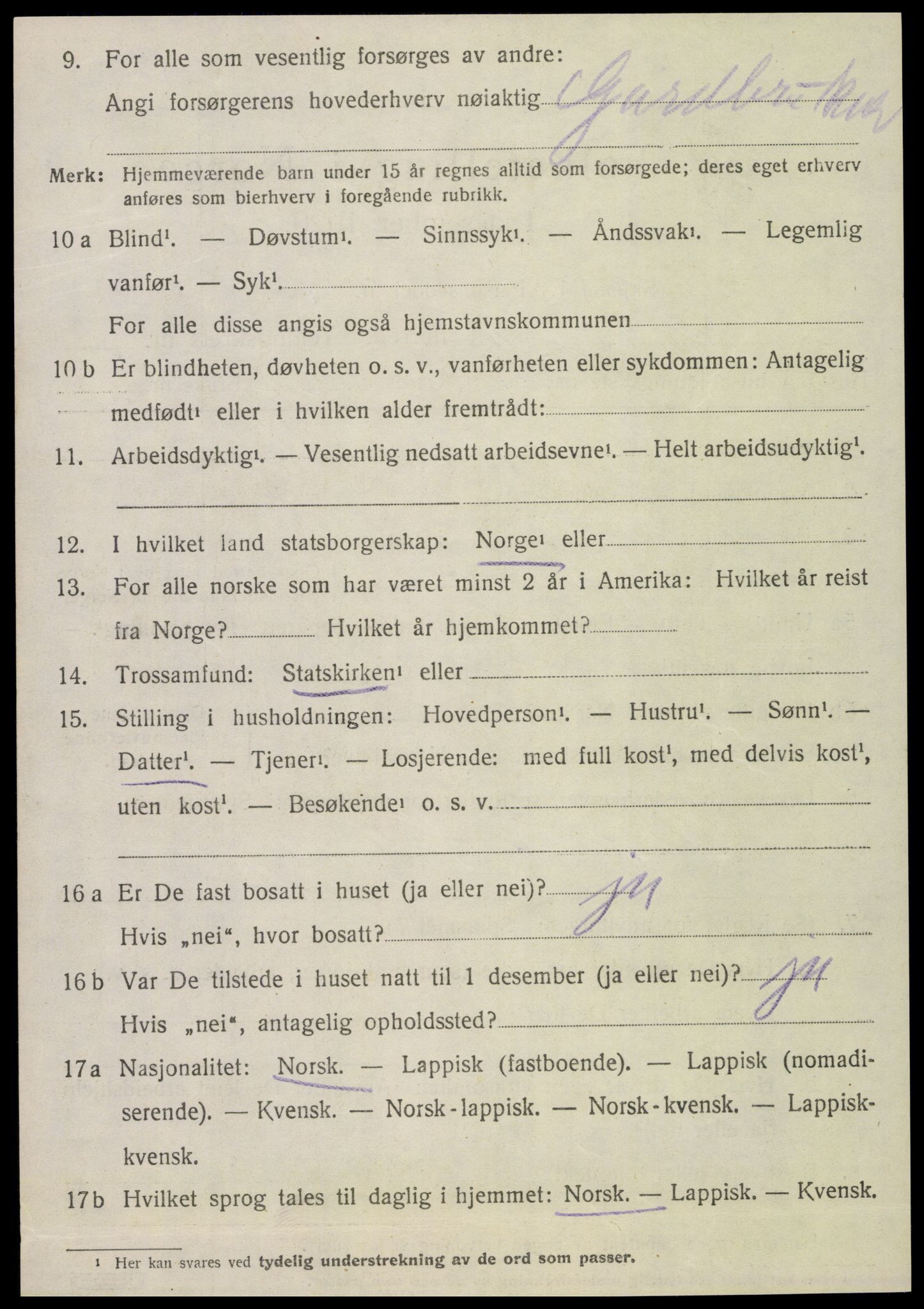 SAT, 1920 census for Sparbu, 1920, p. 5178