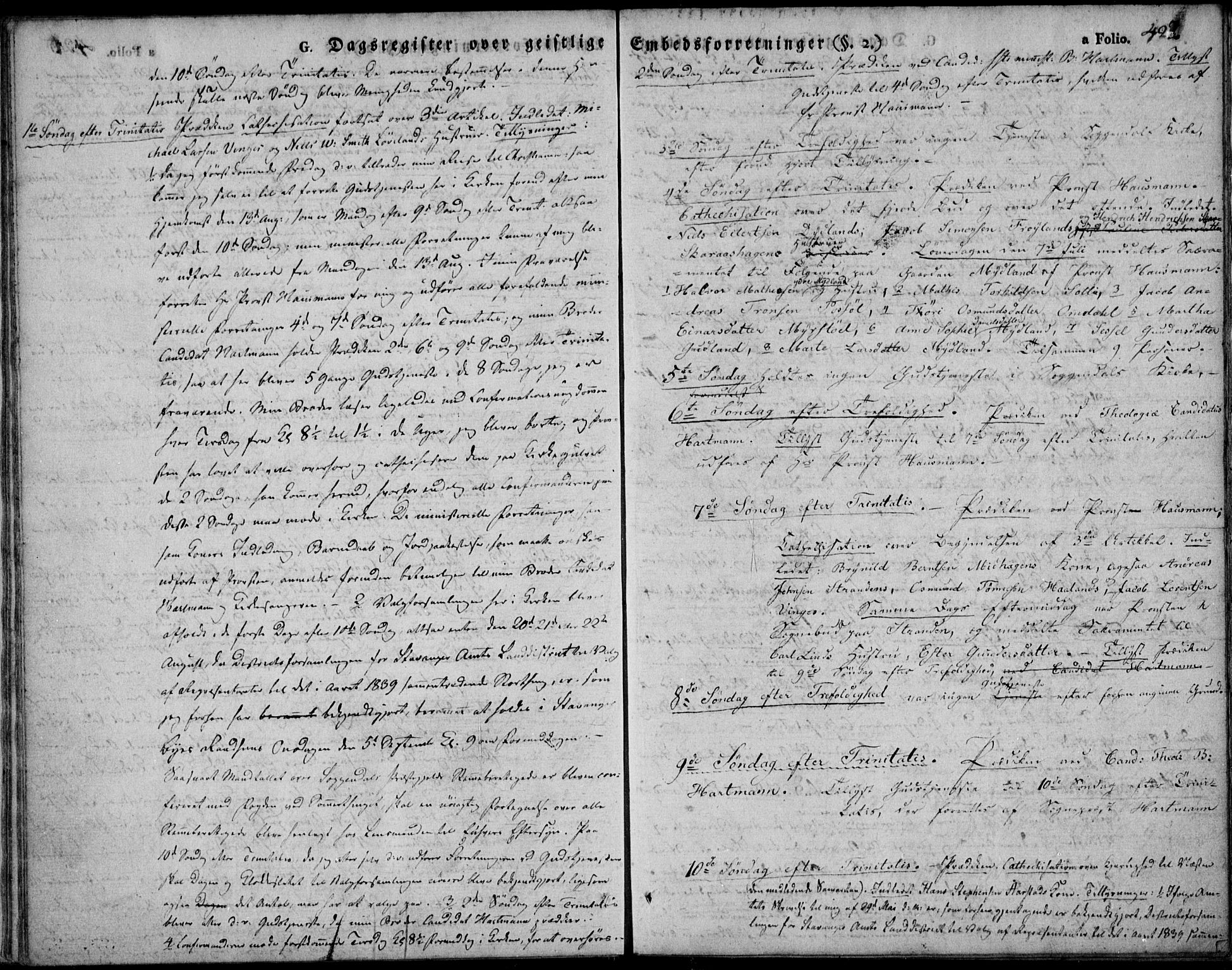 Sokndal sokneprestkontor, AV/SAST-A-101808: Parish register (official) no. A 7.2, 1826-1842, p. 422
