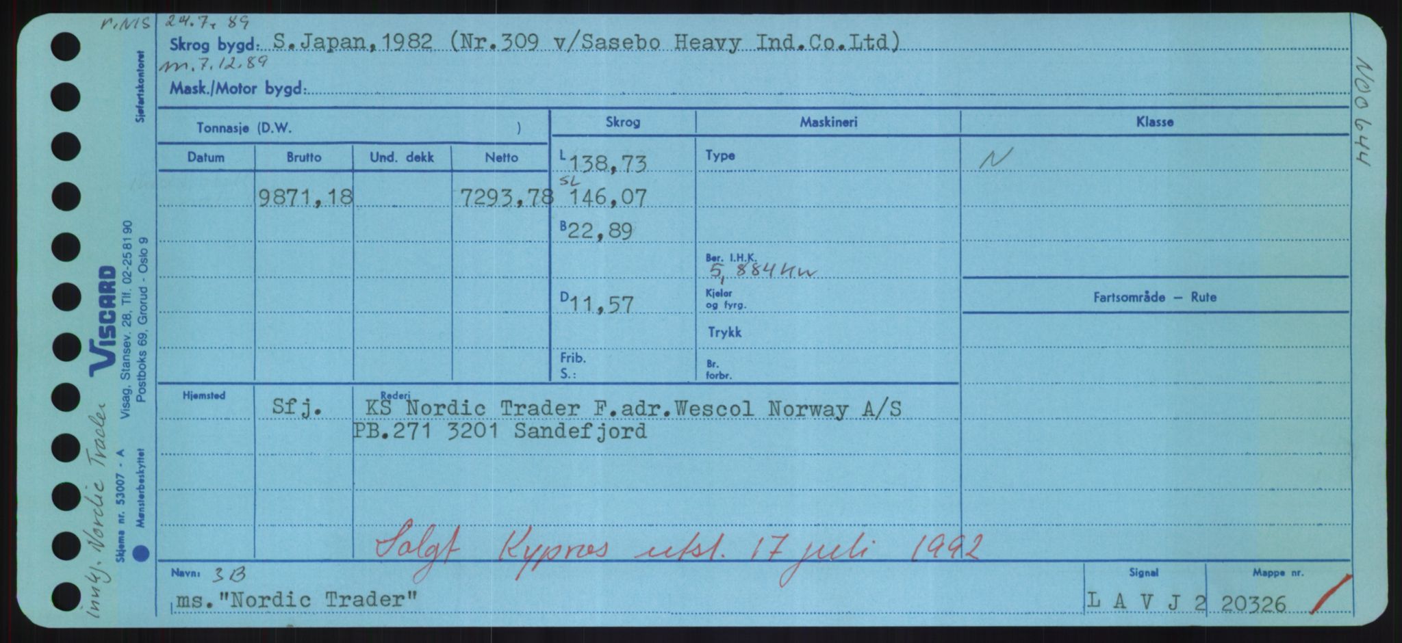 Sjøfartsdirektoratet med forløpere, Skipsmålingen, RA/S-1627/H/Hd/L0026: Fartøy, N-Norhol, p. 489