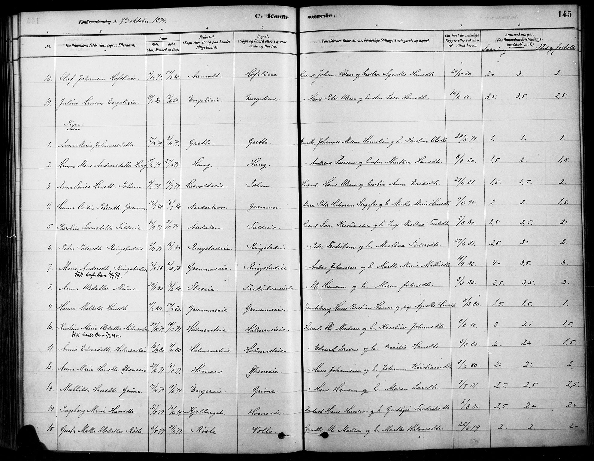 Søndre Land prestekontor, SAH/PREST-122/K/L0003: Parish register (official) no. 3, 1878-1894, p. 145