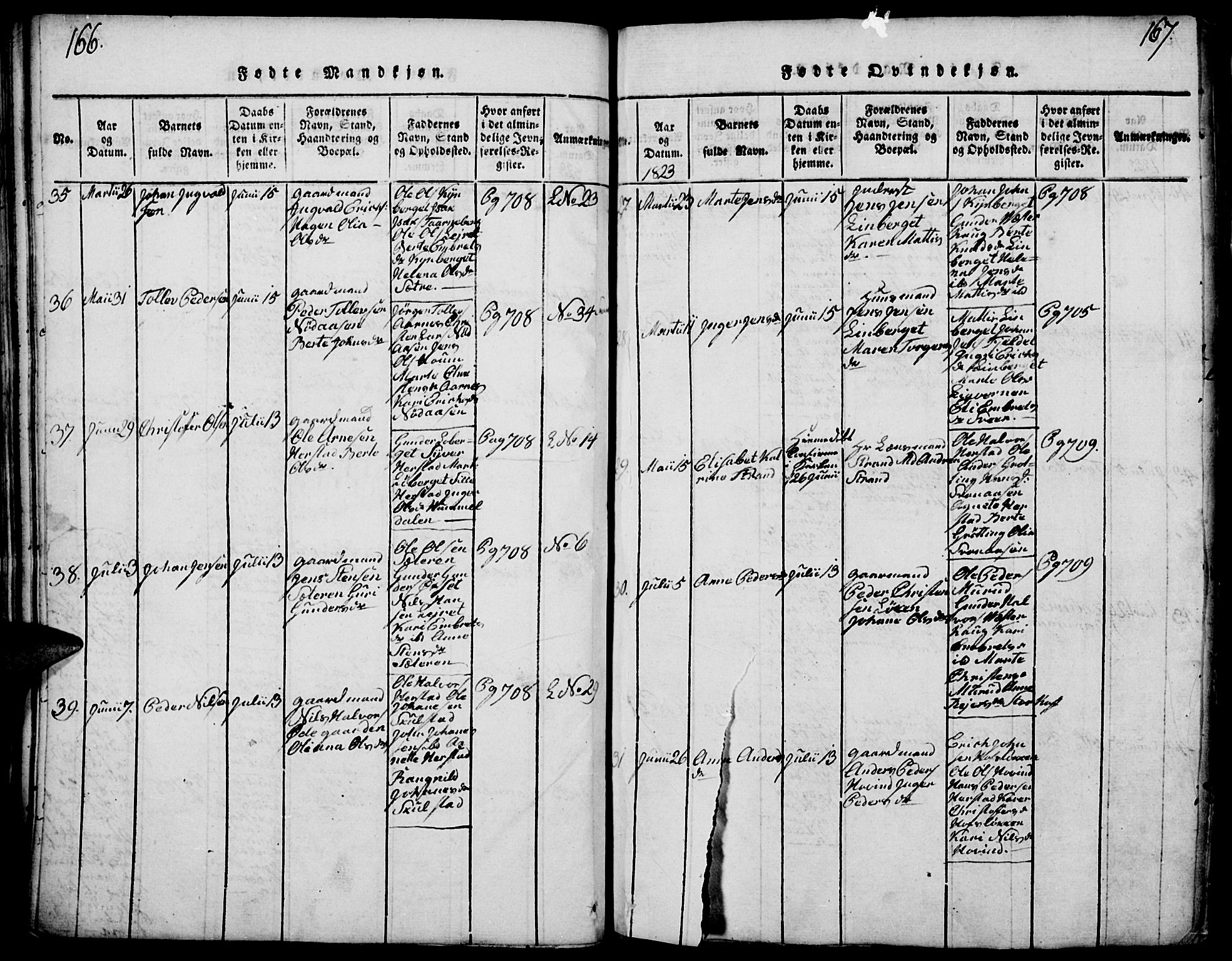 Elverum prestekontor, AV/SAH-PREST-044/H/Ha/Haa/L0007: Parish register (official) no. 7, 1815-1830, p. 166-167