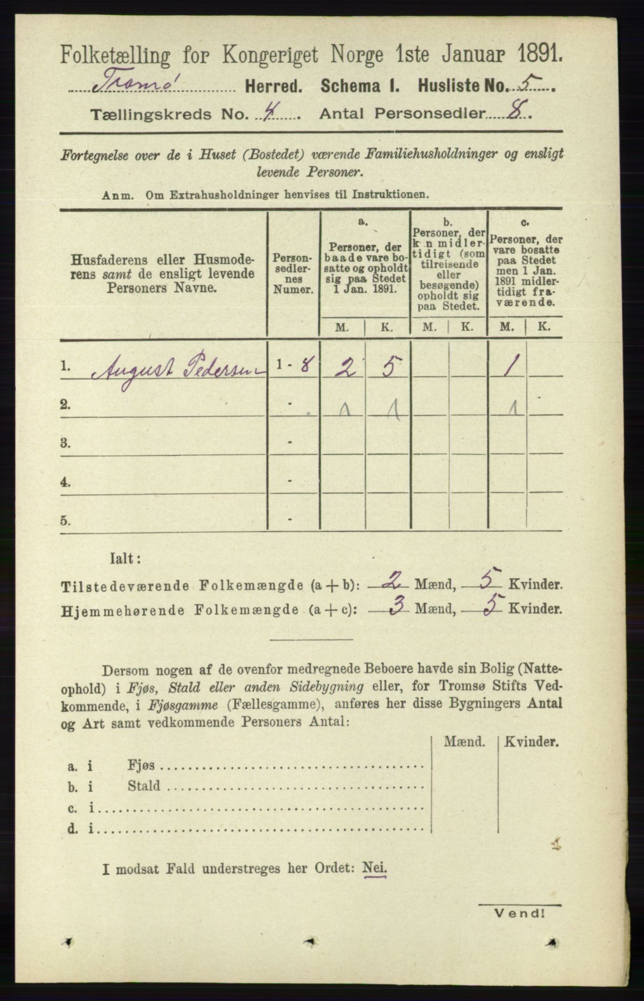 RA, 1891 census for 0921 Tromøy, 1891, p. 1361