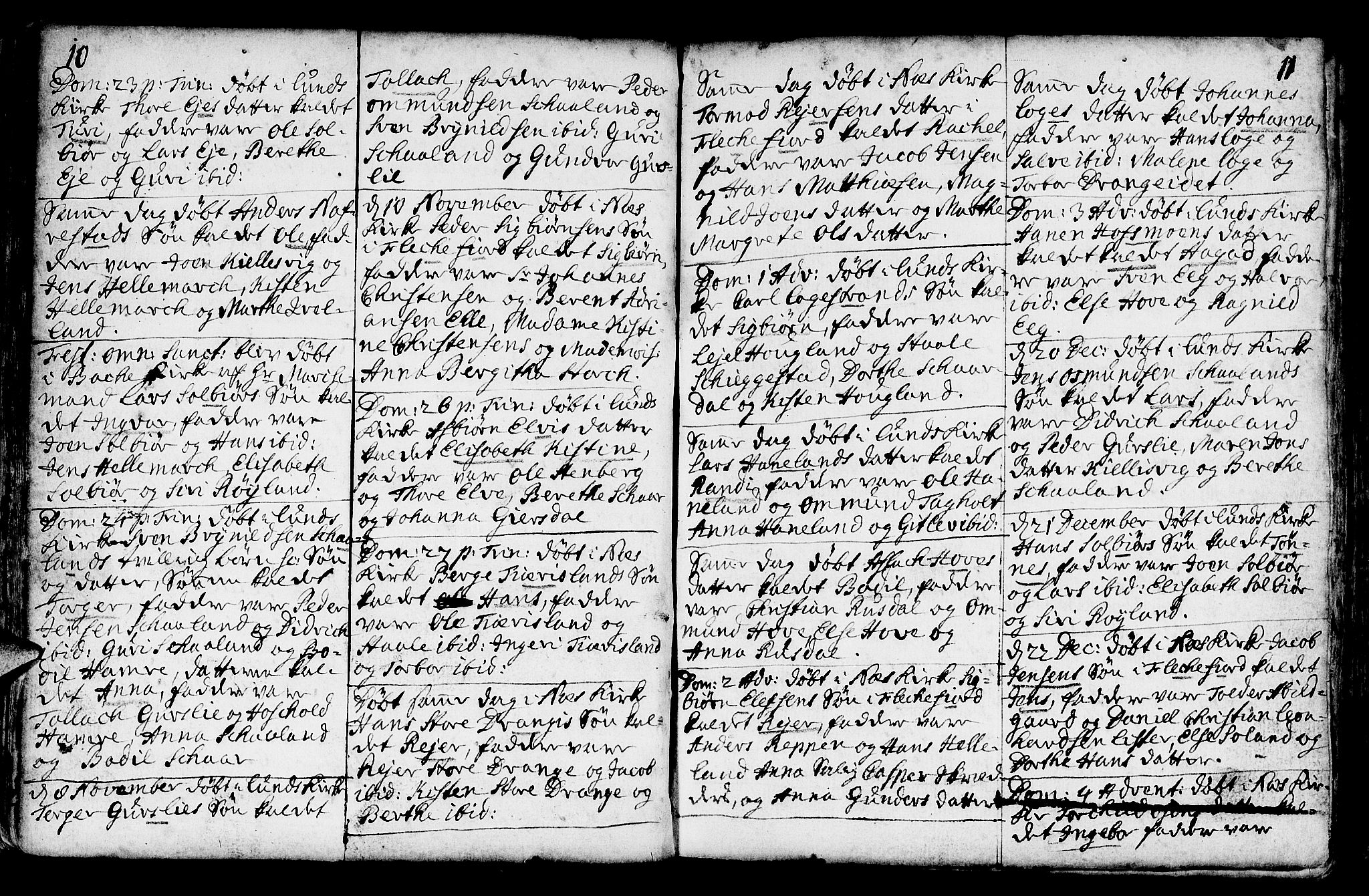 Lund sokneprestkontor, AV/SAST-A-101809/S06/L0002: Parish register (official) no. A 2, 1738-1760, p. 10-11
