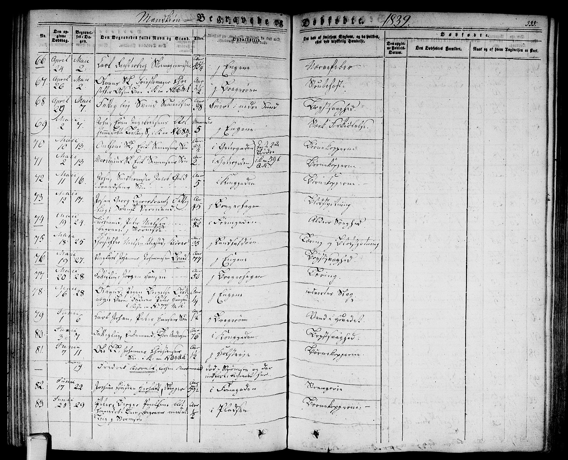 Bragernes kirkebøker, AV/SAKO-A-6/F/Fb/L0001: Parish register (official) no. II 1, 1830-1847, p. 333