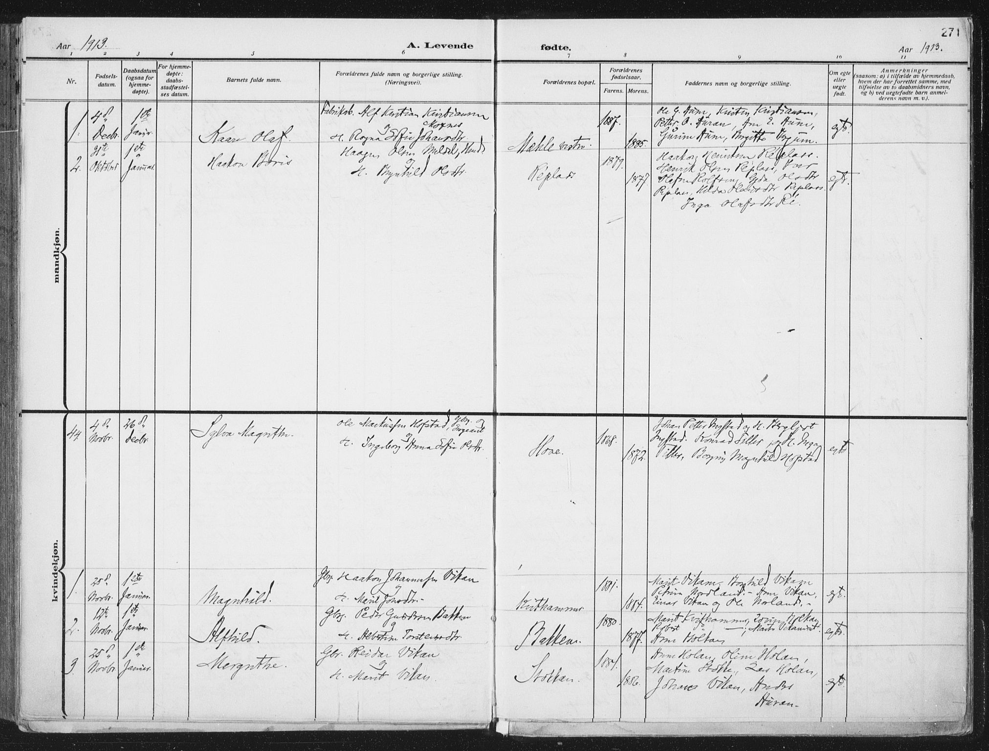 Ministerialprotokoller, klokkerbøker og fødselsregistre - Nord-Trøndelag, SAT/A-1458/709/L0082: Parish register (official) no. 709A22, 1896-1916, p. 271