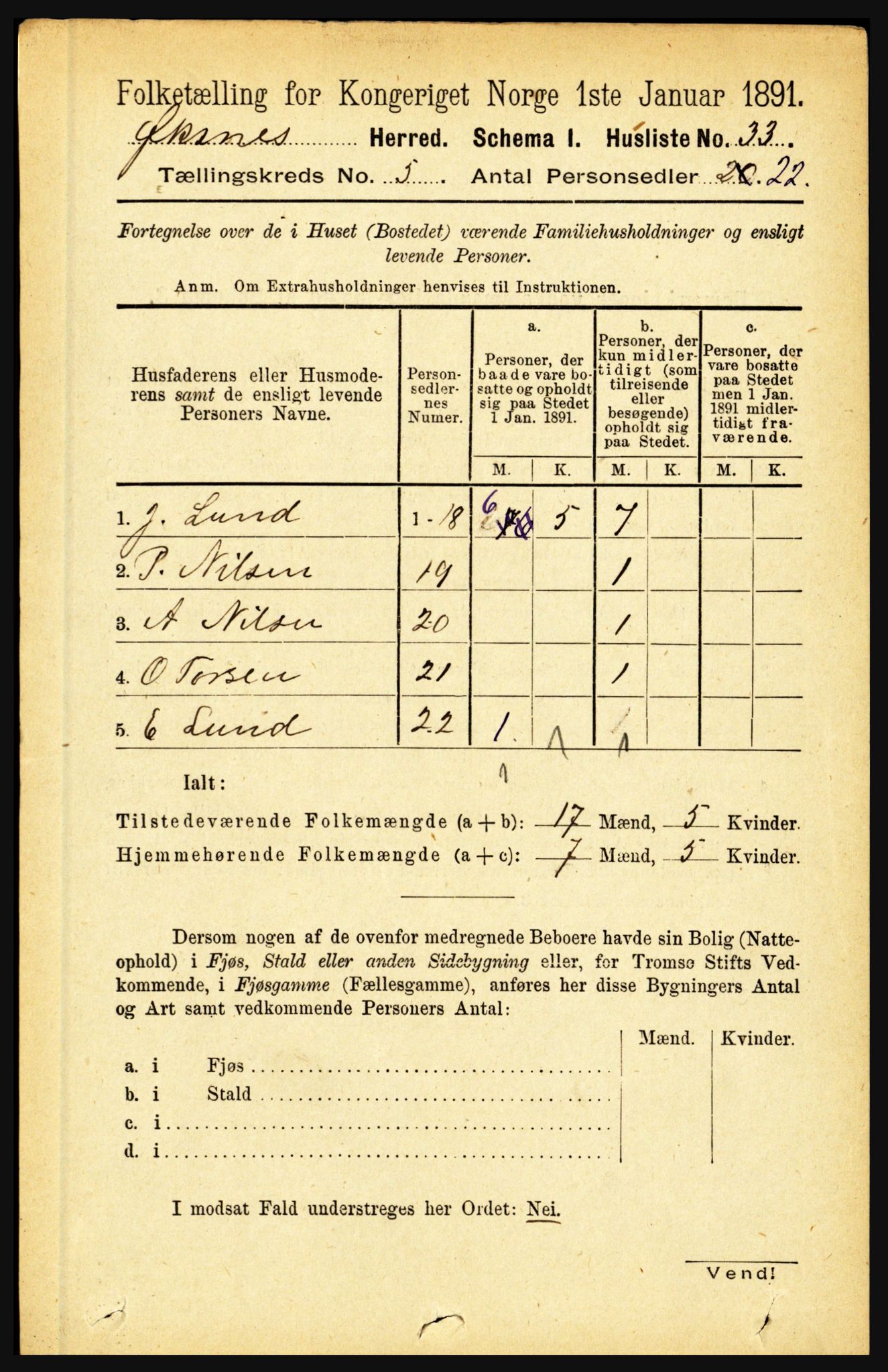RA, 1891 census for 1868 Øksnes, 1891, p. 2200
