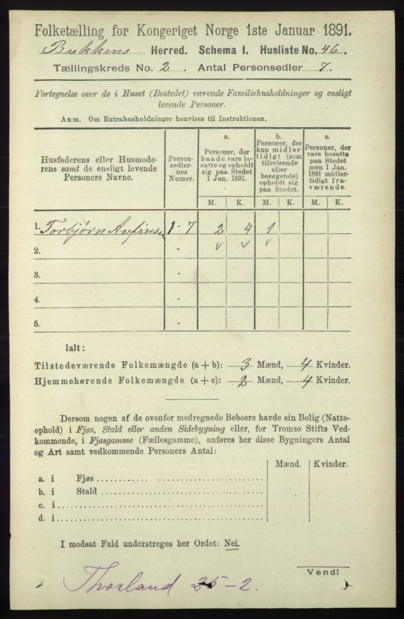 RA, 1891 census for 1145 Bokn, 1891, p. 342