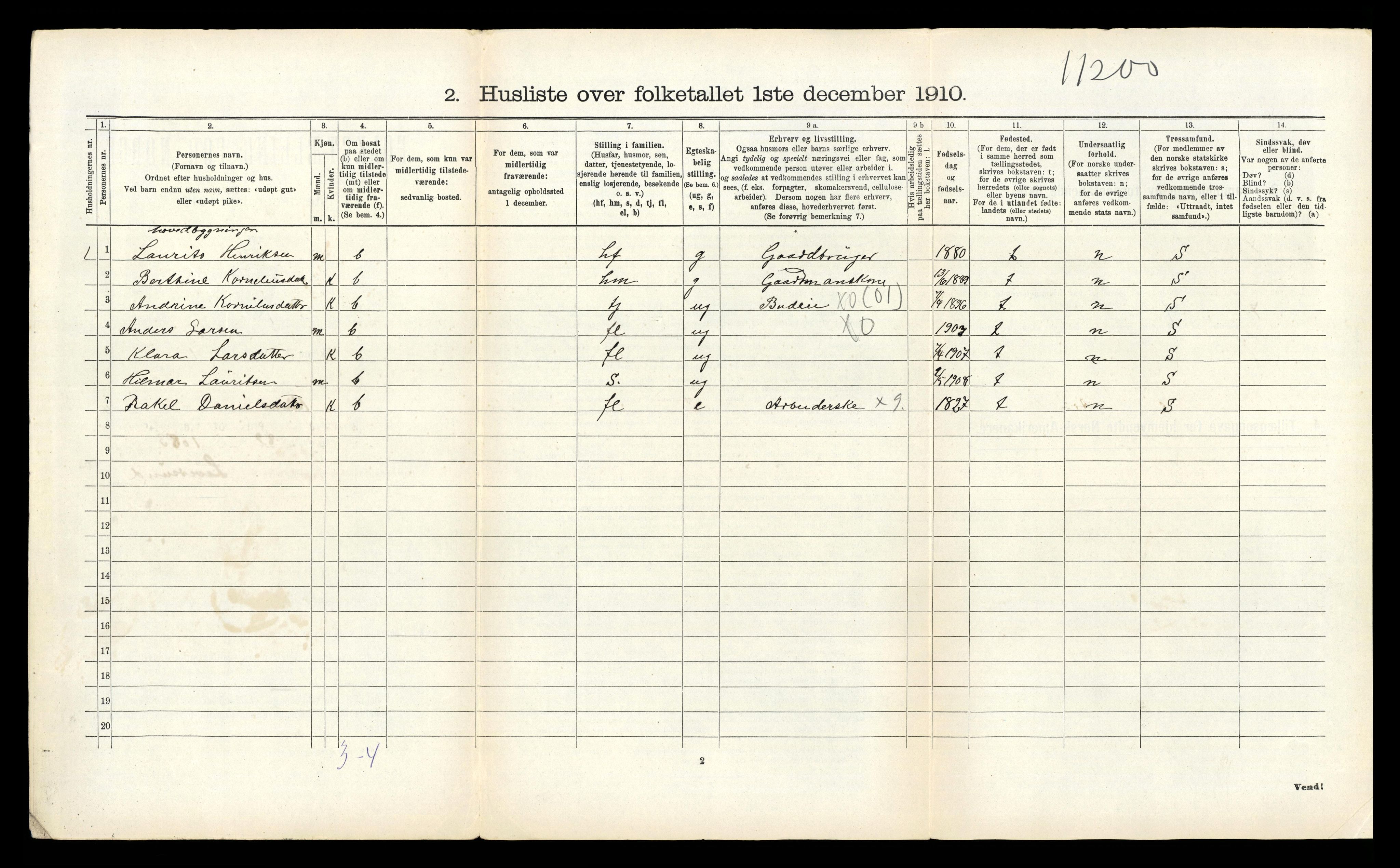 RA, 1910 census for Kinn, 1910, p. 967