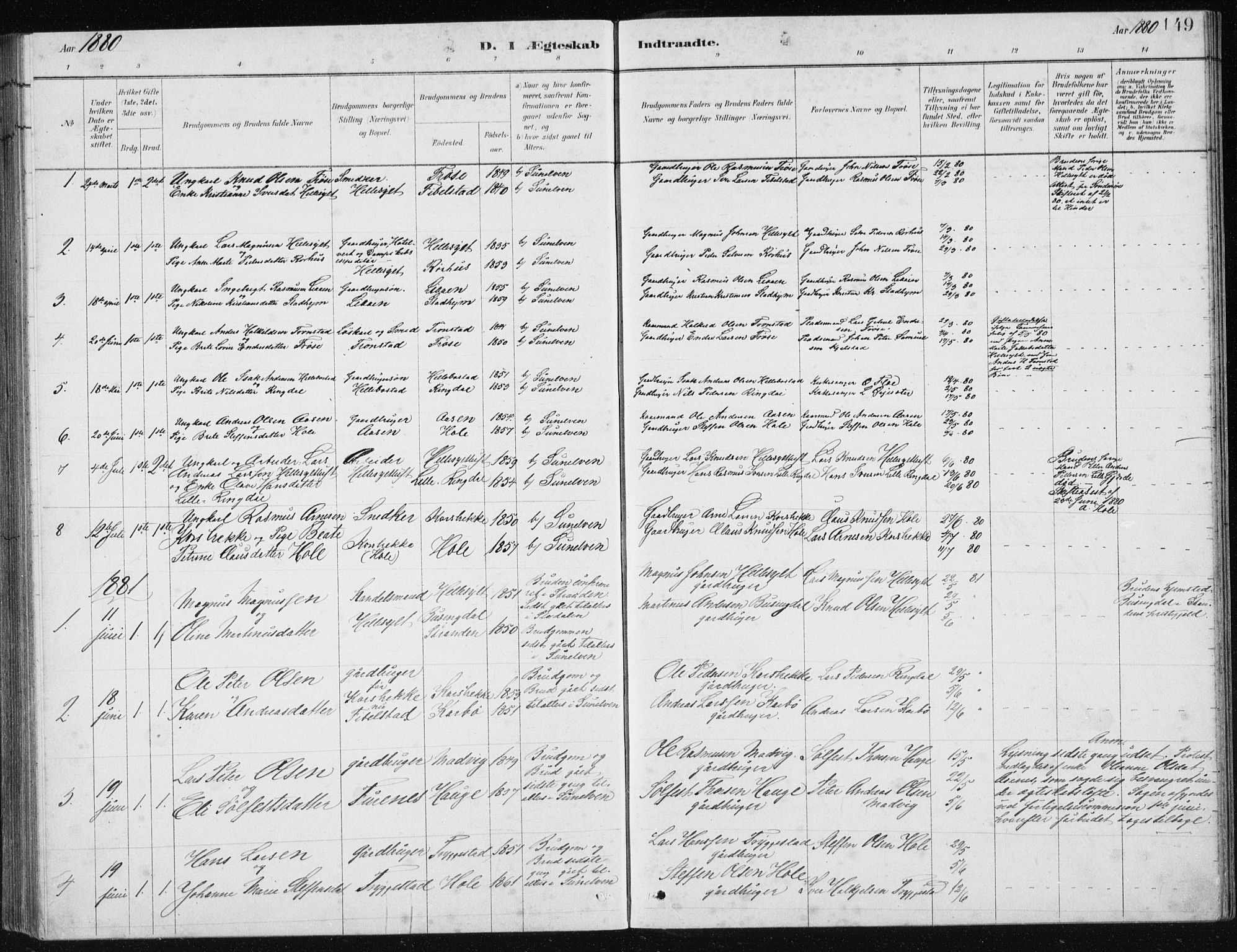 Ministerialprotokoller, klokkerbøker og fødselsregistre - Møre og Romsdal, SAT/A-1454/517/L0230: Parish register (copy) no. 517C03, 1879-1912, p. 149