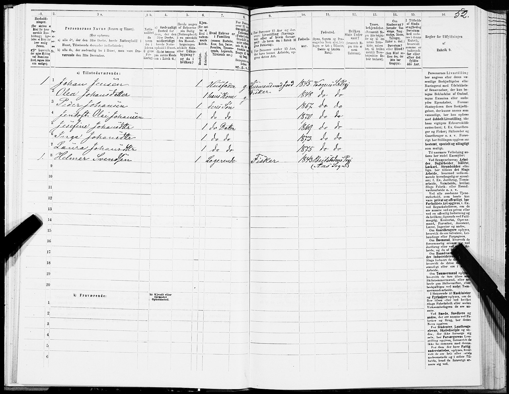 SAT, 1875 census for 1865P Vågan, 1875, p. 3052