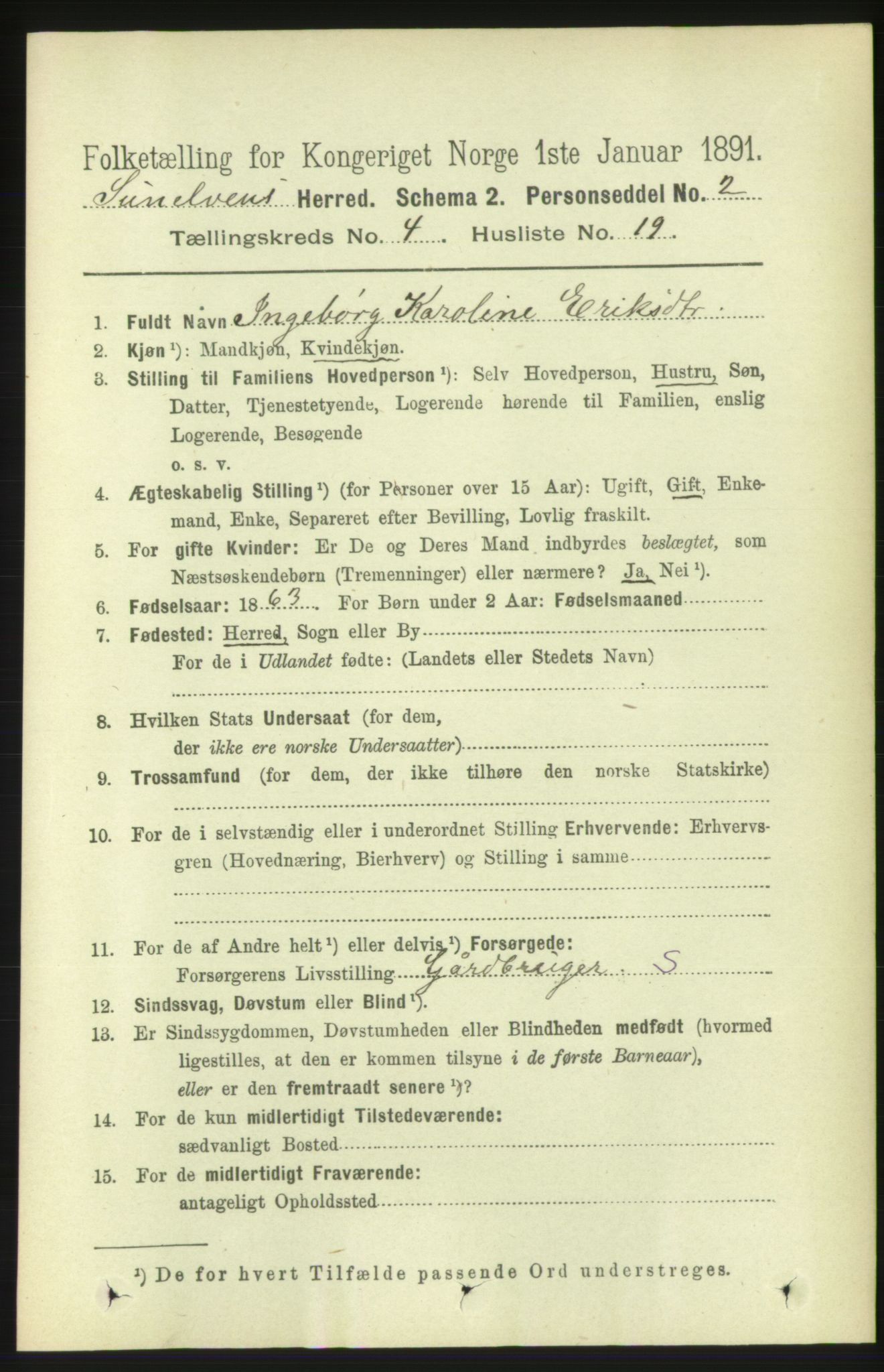 RA, 1891 census for 1523 Sunnylven, 1891, p. 1017