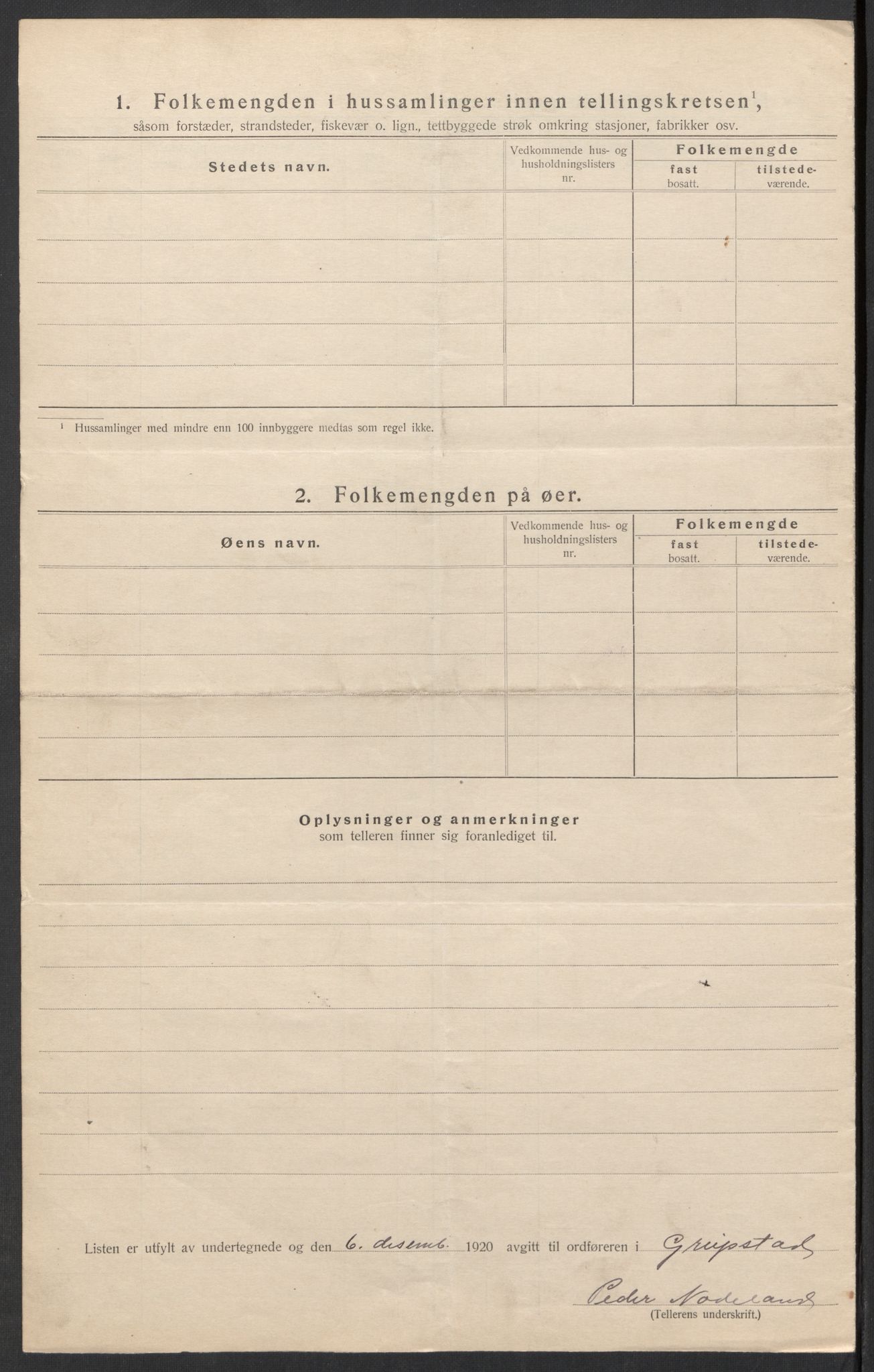 SAK, 1920 census for Greipstad, 1920, p. 18