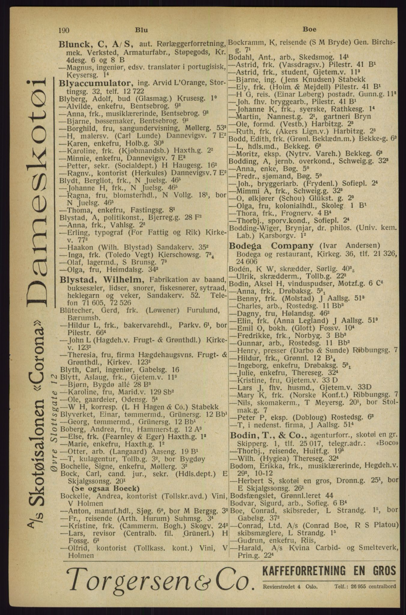 Kristiania/Oslo adressebok, PUBL/-, 1927, p. 190