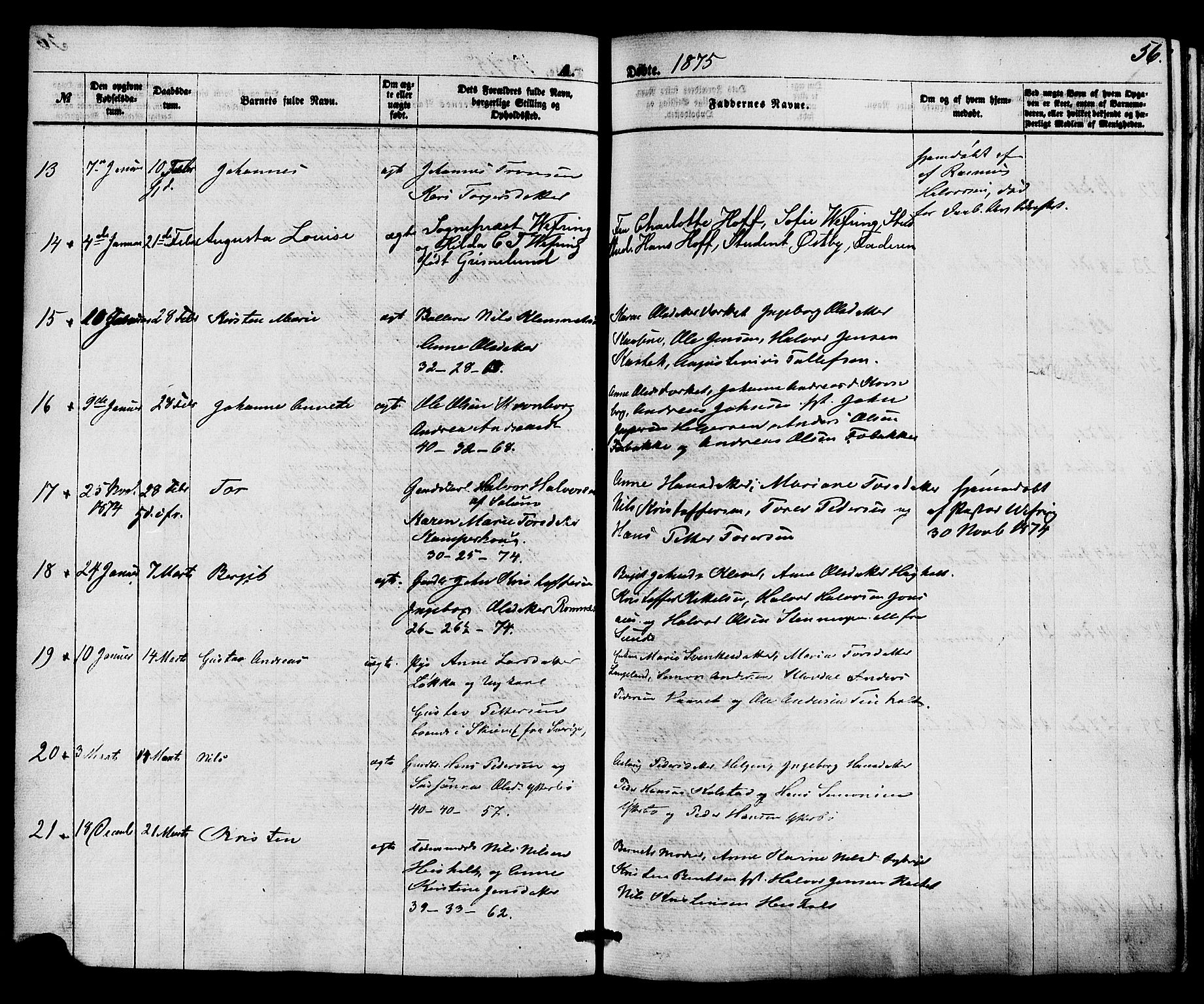 Holla kirkebøker, AV/SAKO-A-272/F/Fa/L0007: Parish register (official) no. 7, 1869-1881, p. 56