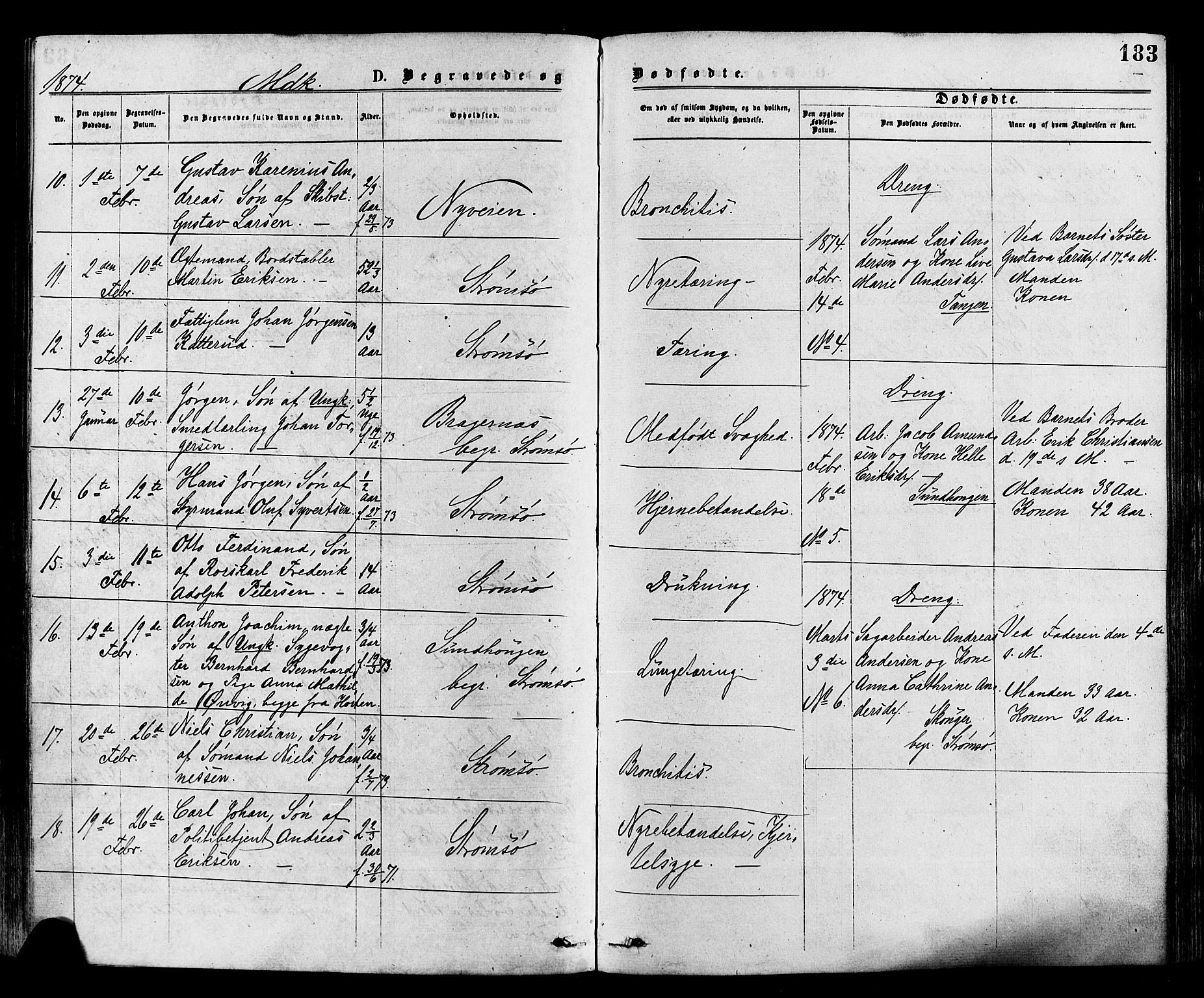 Strømsø kirkebøker, AV/SAKO-A-246/F/Fa/L0019: Parish register (official) no. I 19, 1874-1877, p. 183