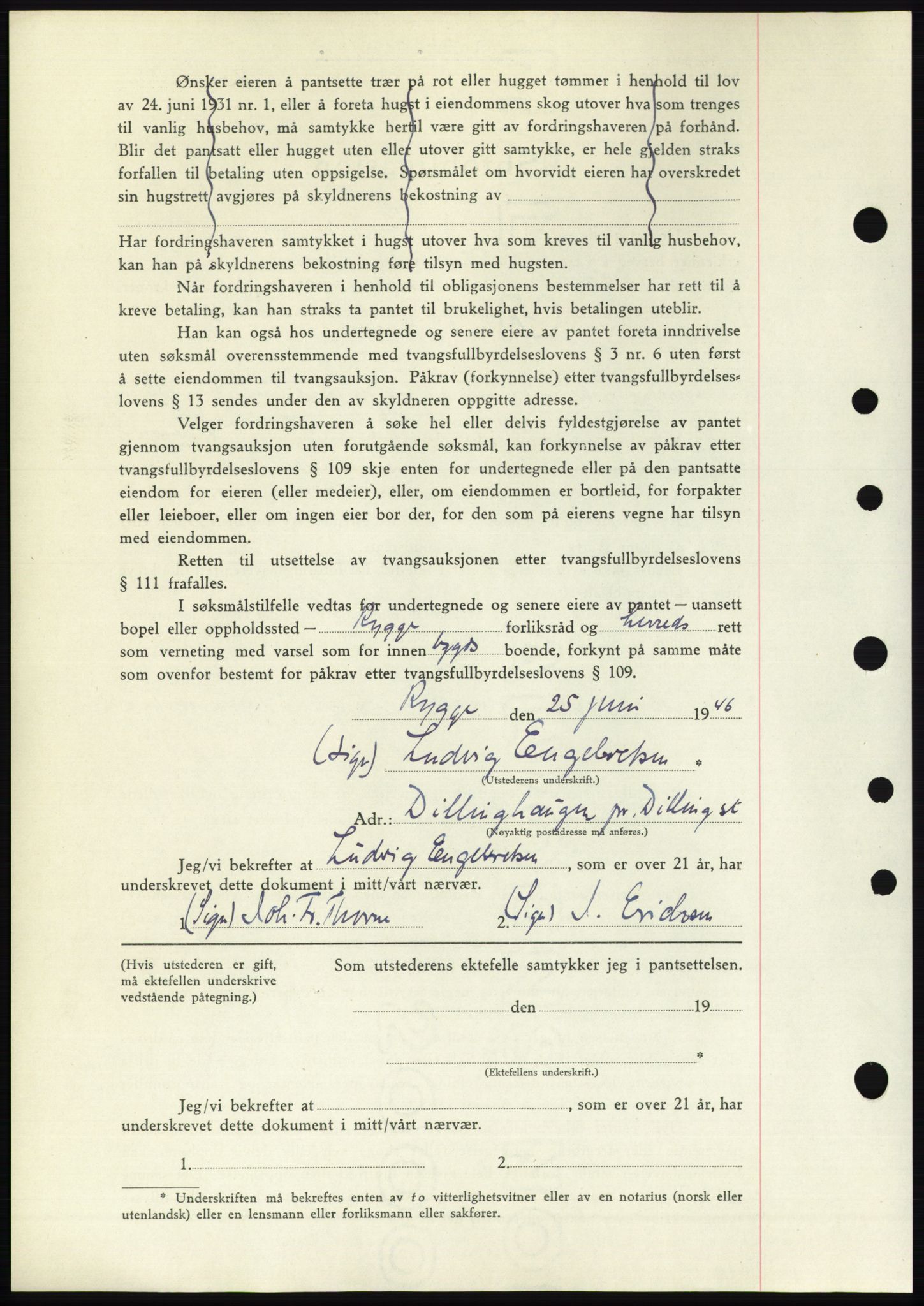 Moss sorenskriveri, SAO/A-10168: Mortgage book no. B15, 1946-1946, Diary no: : 1455/1946