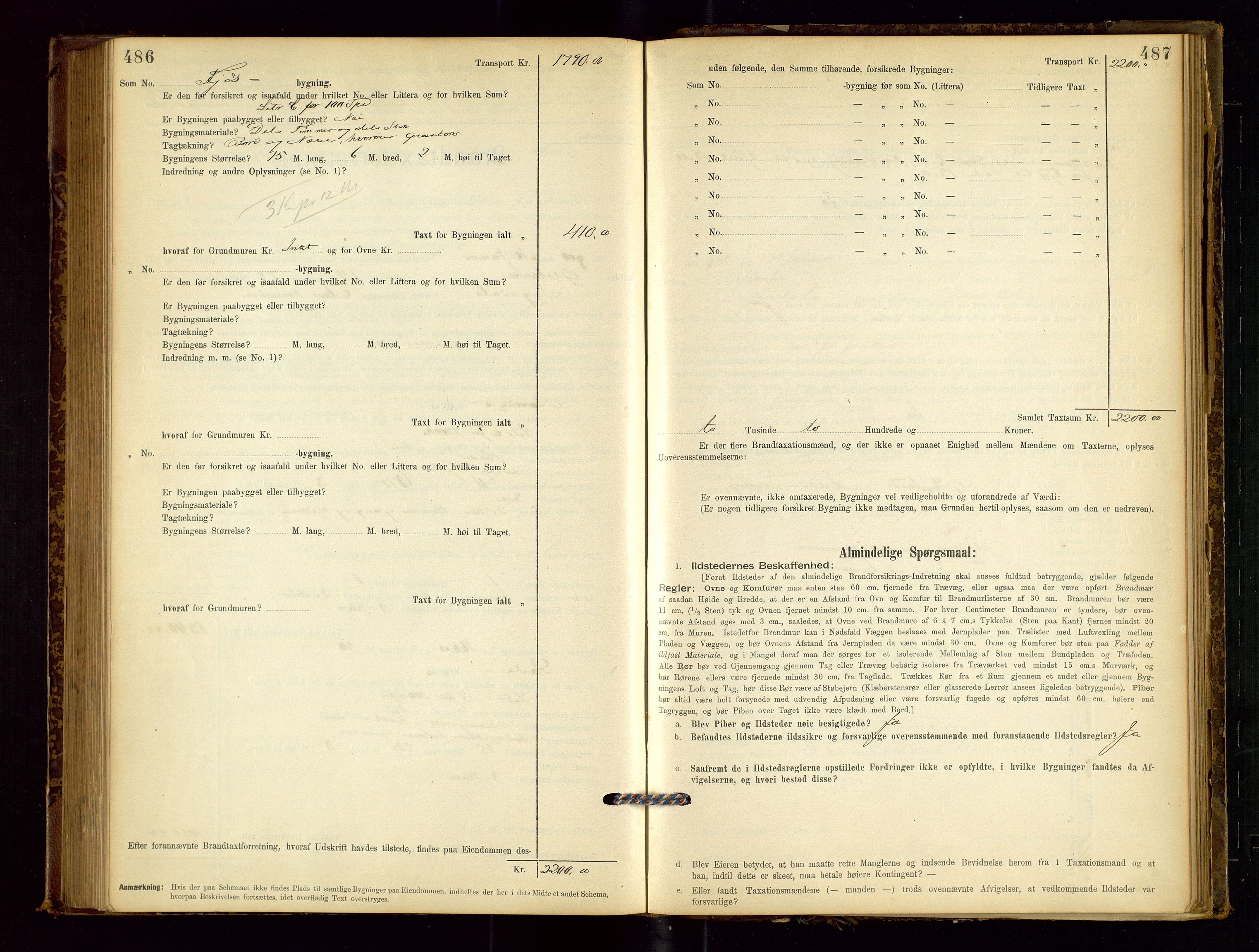 Sokndal lensmannskontor, SAST/A-100417/Gob/L0001: "Brandtaxt-Protokol", 1895-1902, p. 486-487