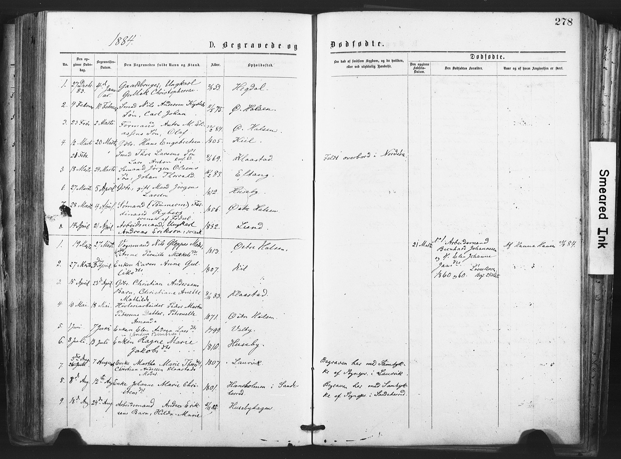 Tjølling kirkebøker, SAKO/A-60/F/Fa/L0008: Parish register (official) no. 8, 1877-1886, p. 278