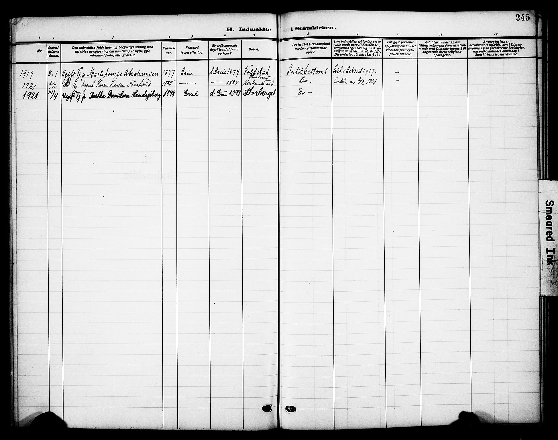 Grue prestekontor, AV/SAH-PREST-036/H/Ha/Haa/L0015: Parish register (official) no. 15, 1911-1922, p. 245