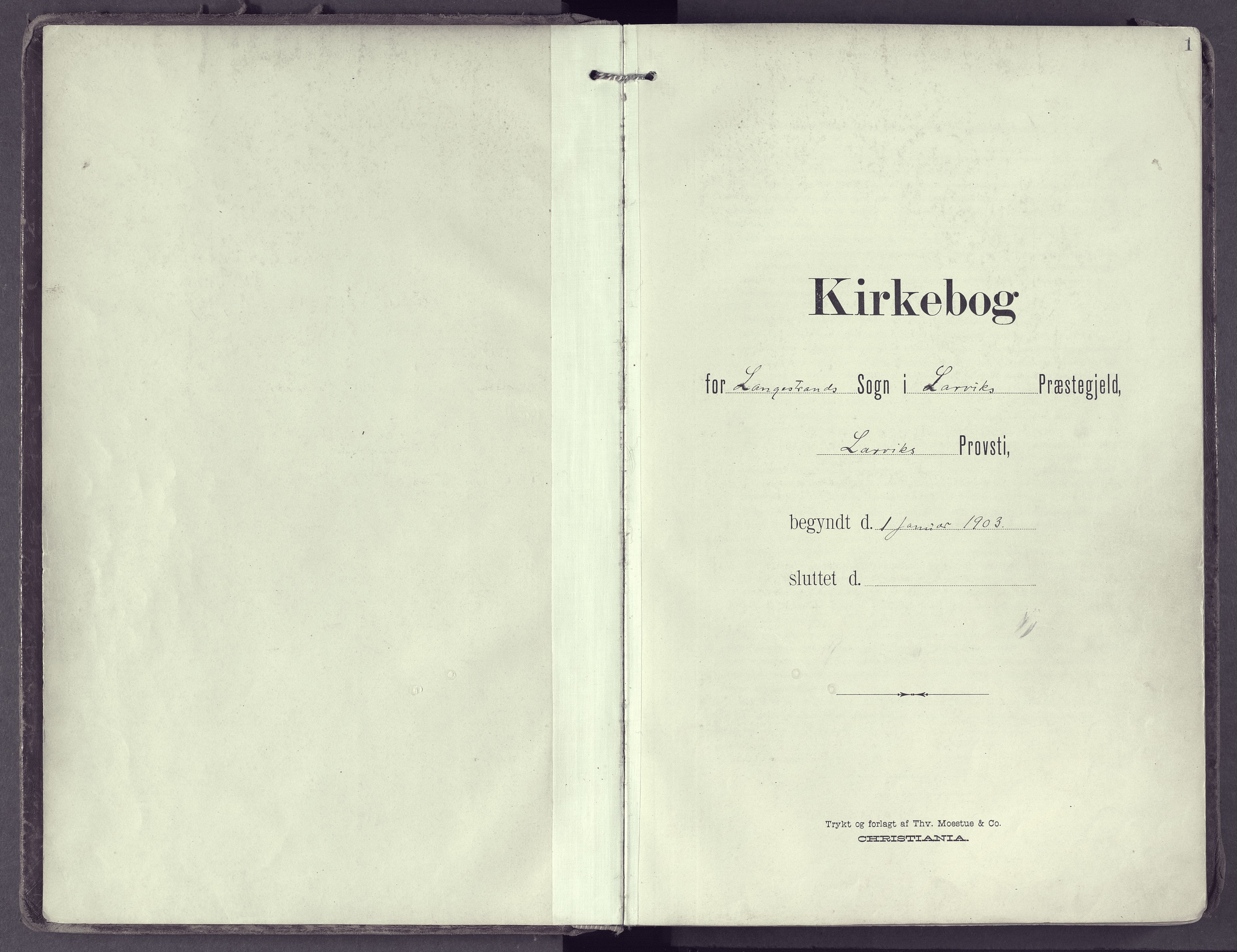 Larvik kirkebøker, AV/SAKO-A-352/F/Fb/L0005: Parish register (official) no. II 5, 1903-1925, p. 0-1