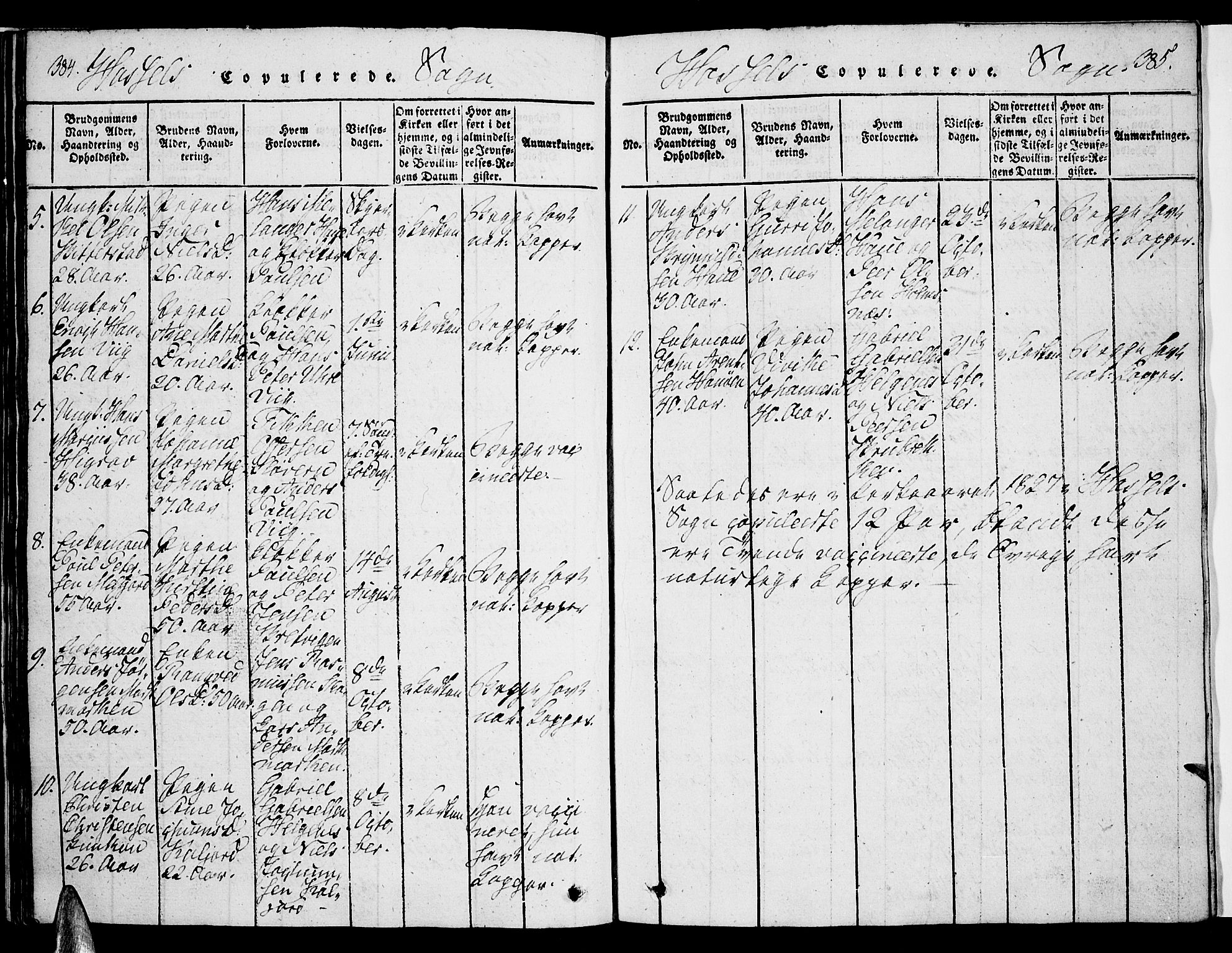 Ministerialprotokoller, klokkerbøker og fødselsregistre - Nordland, SAT/A-1459/888/L1237: Parish register (official) no. 888A05 /1, 1820-1836, p. 384-385