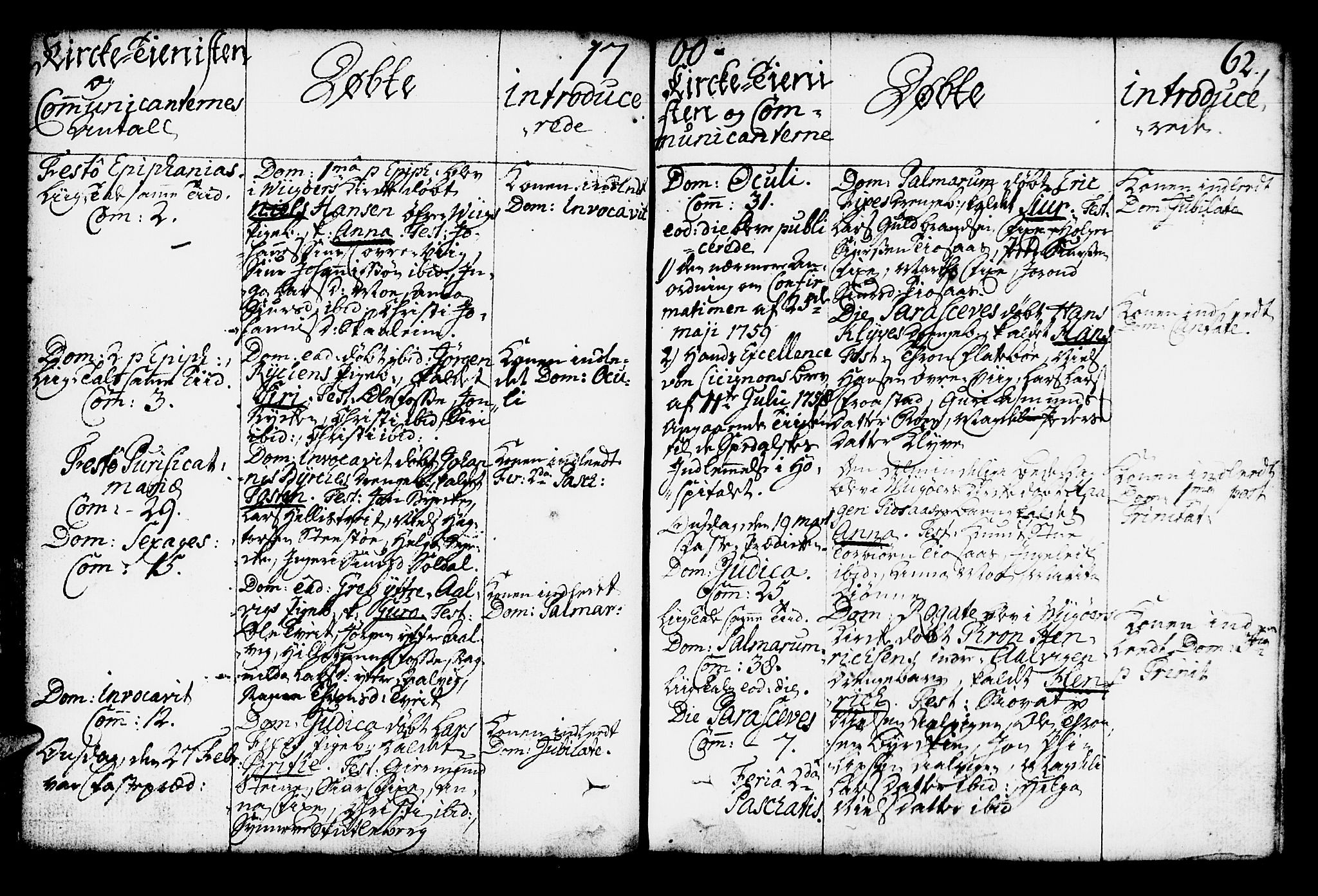 Kvam sokneprestembete, AV/SAB-A-76201/H/Haa: Parish register (official) no. A 4, 1743-1795, p. 62