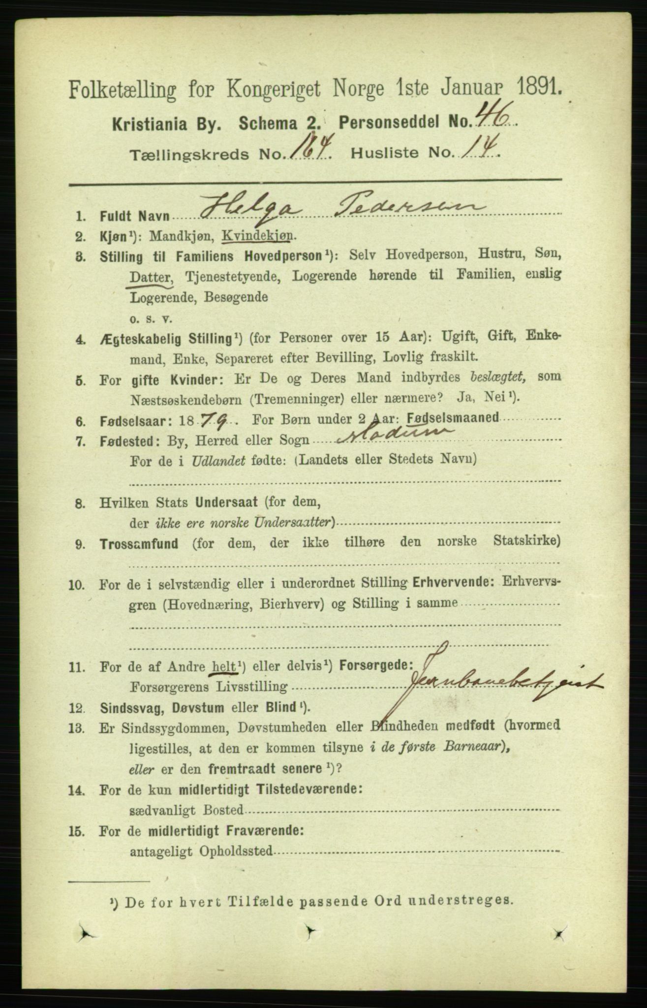 RA, 1891 census for 0301 Kristiania, 1891, p. 94647
