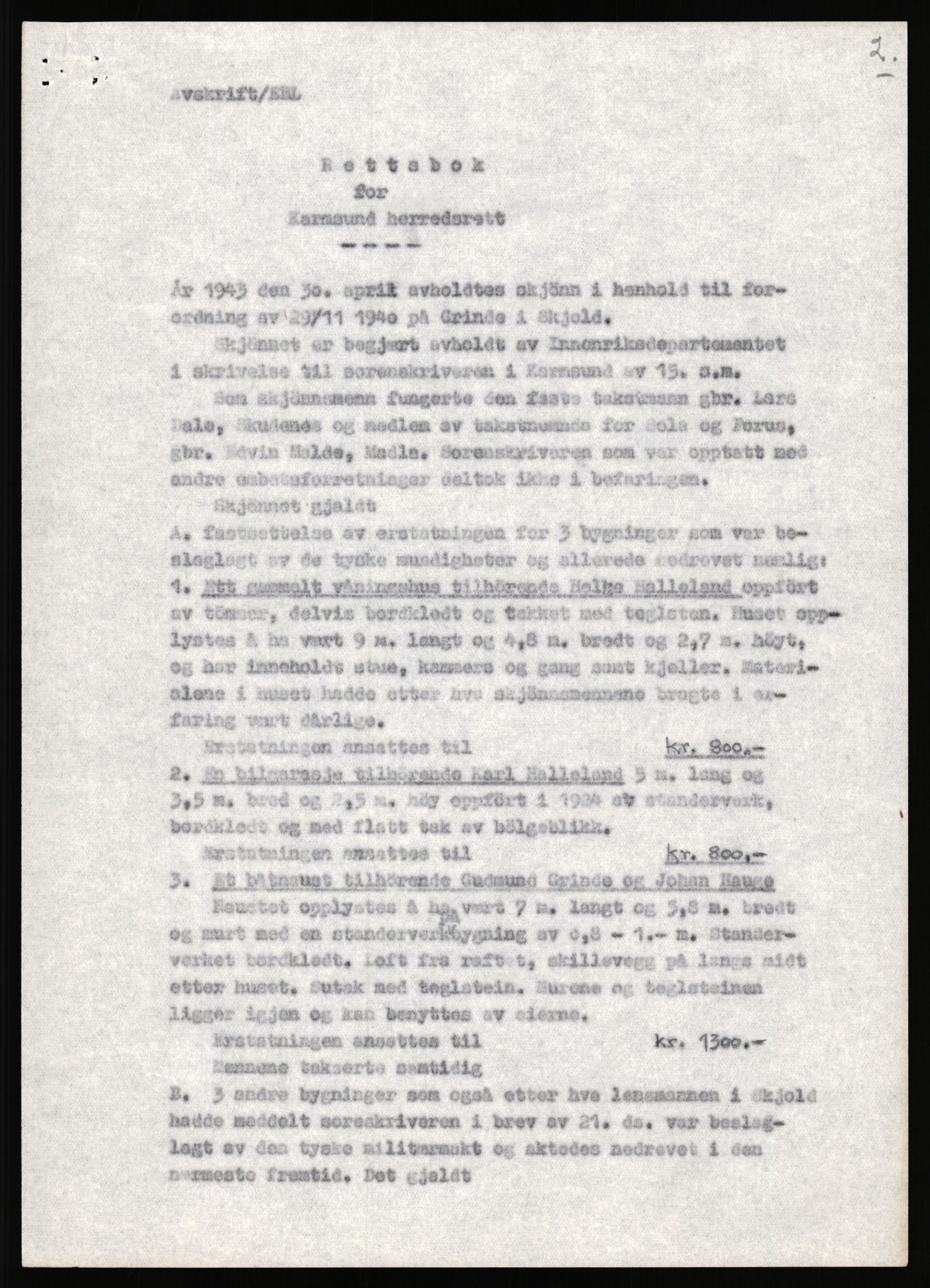 Forsvarsdepartementet, 10. kontor / Oppgjørskontoret, AV/RA-RAFA-1225/D/Dd/L0351: Rogaland, 1941-1958, p. 94