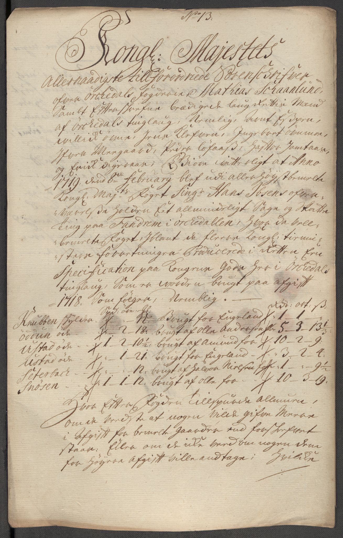 Rentekammeret inntil 1814, Reviderte regnskaper, Fogderegnskap, RA/EA-4092/R60/L3972: Fogderegnskap Orkdal og Gauldal, 1718, p. 225