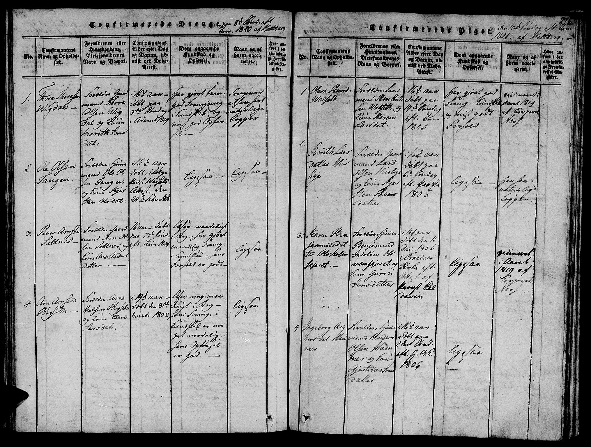 Ministerialprotokoller, klokkerbøker og fødselsregistre - Sør-Trøndelag, AV/SAT-A-1456/612/L0373: Parish register (official) no. 612A06 /2, 1816-1828, p. 276
