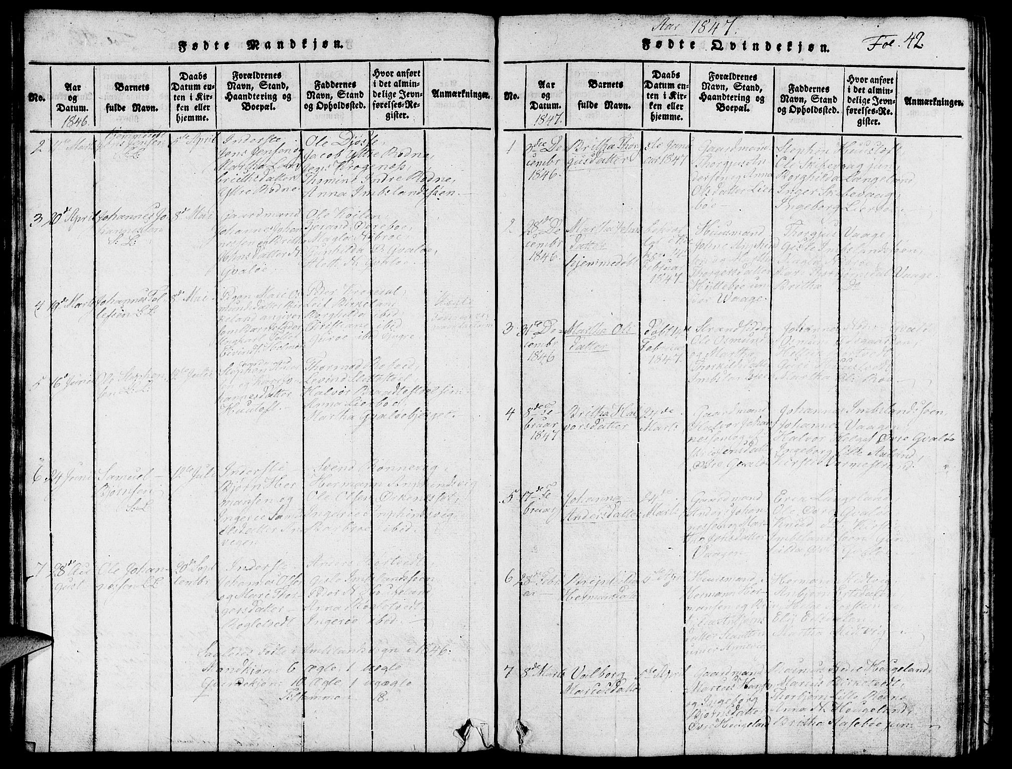 Vikedal sokneprestkontor, SAST/A-101840/01/V: Parish register (copy) no. B 3, 1816-1867, p. 42
