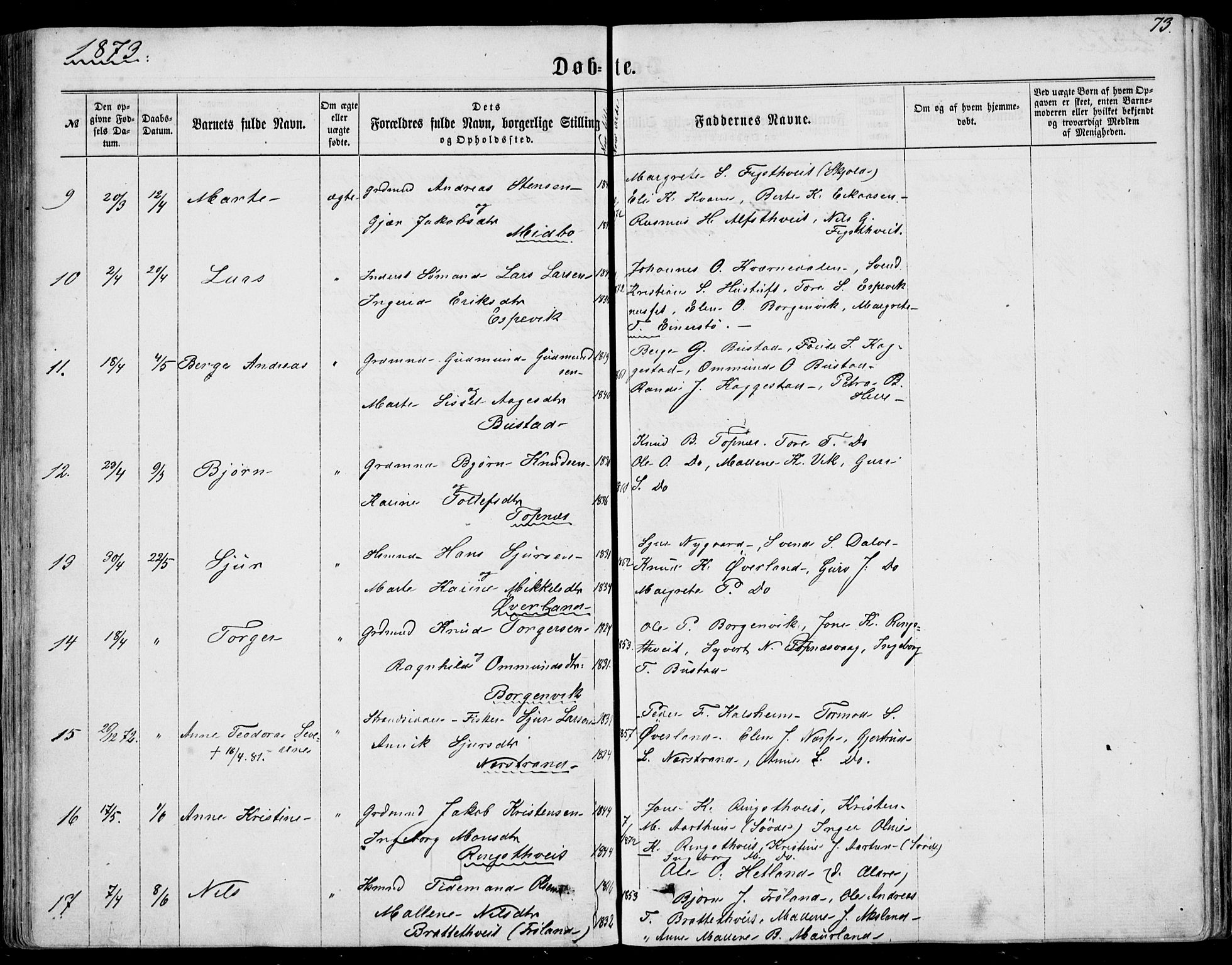 Nedstrand sokneprestkontor, AV/SAST-A-101841/01/IV: Parish register (official) no. A 9, 1861-1876, p. 73