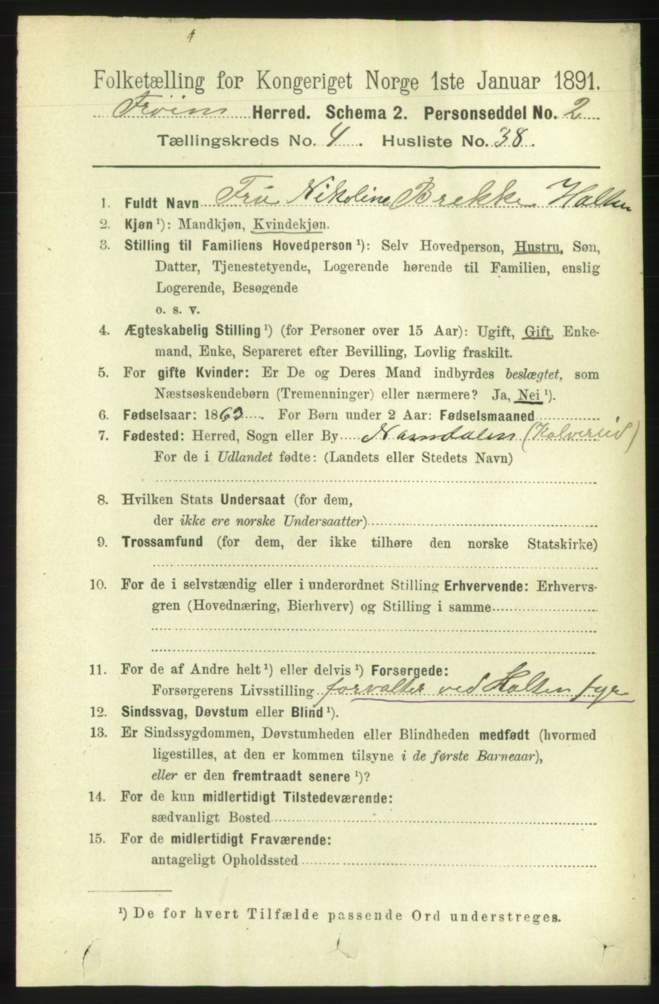 RA, 1891 census for 1619 Frøya, 1891, p. 3226