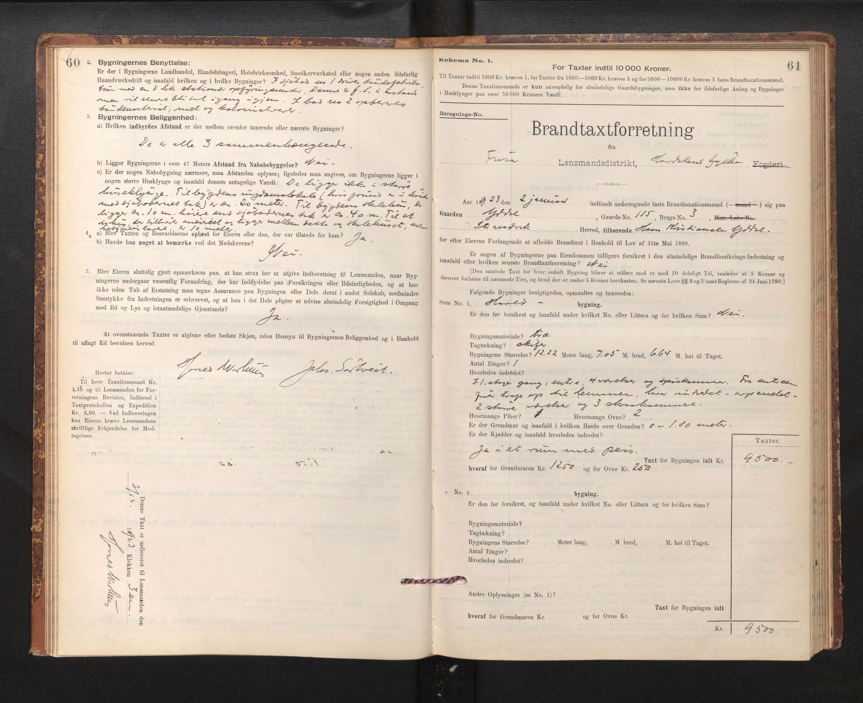Lensmannen i Fusa, AV/SAB-A-32401/1/0012/L0003: Branntakstprotokoll, skjematakst, 1895-1950, p. 60-61