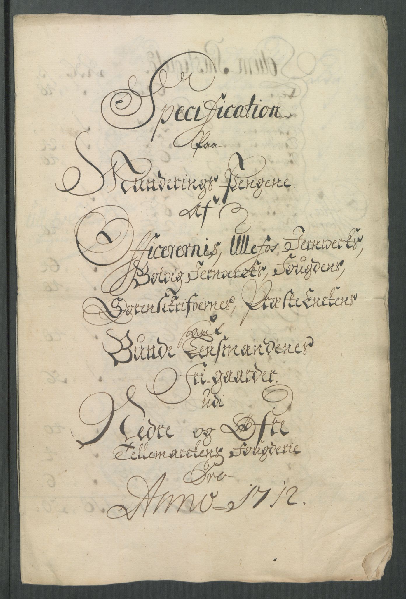 Rentekammeret inntil 1814, Reviderte regnskaper, Fogderegnskap, RA/EA-4092/R36/L2123: Fogderegnskap Øvre og Nedre Telemark og Bamble, 1712, p. 355