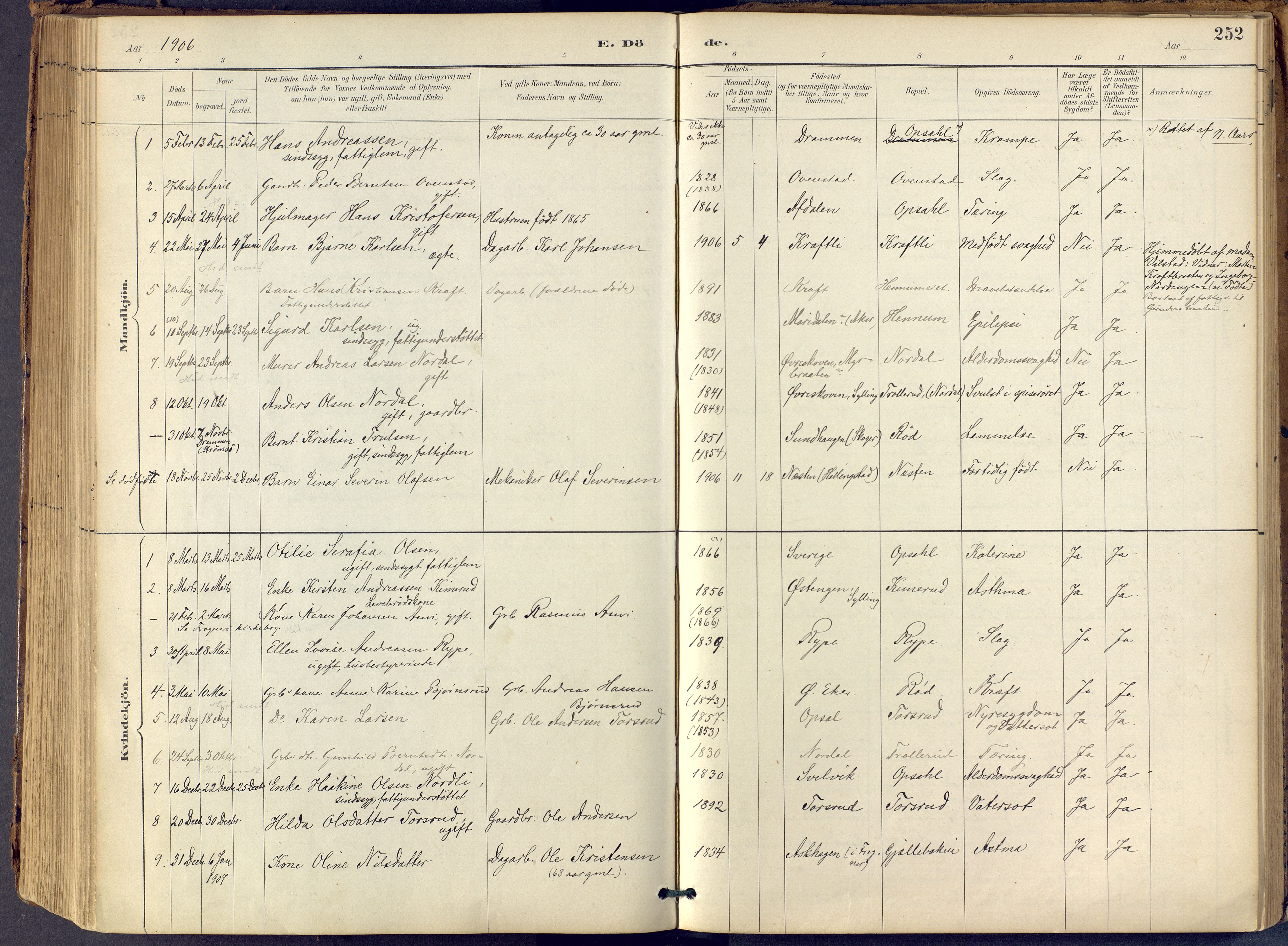 Lier kirkebøker, AV/SAKO-A-230/F/Fb/L0001: Parish register (official) no. II 1, 1883-1910, p. 252