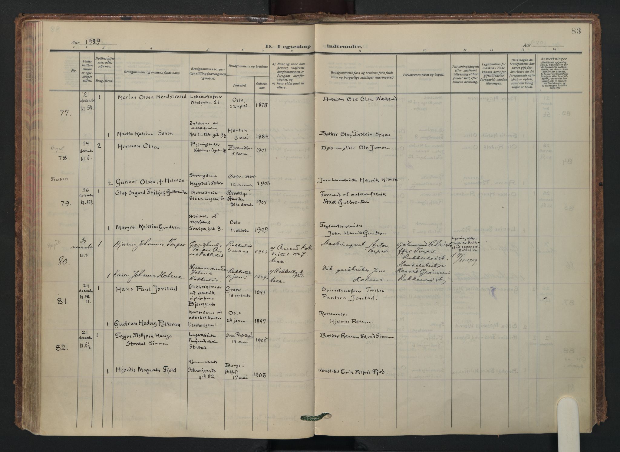 Vålerengen prestekontor Kirkebøker, AV/SAO-A-10878/F/Fa/L0005: Parish register (official) no. 5, 1924-1936, p. 83