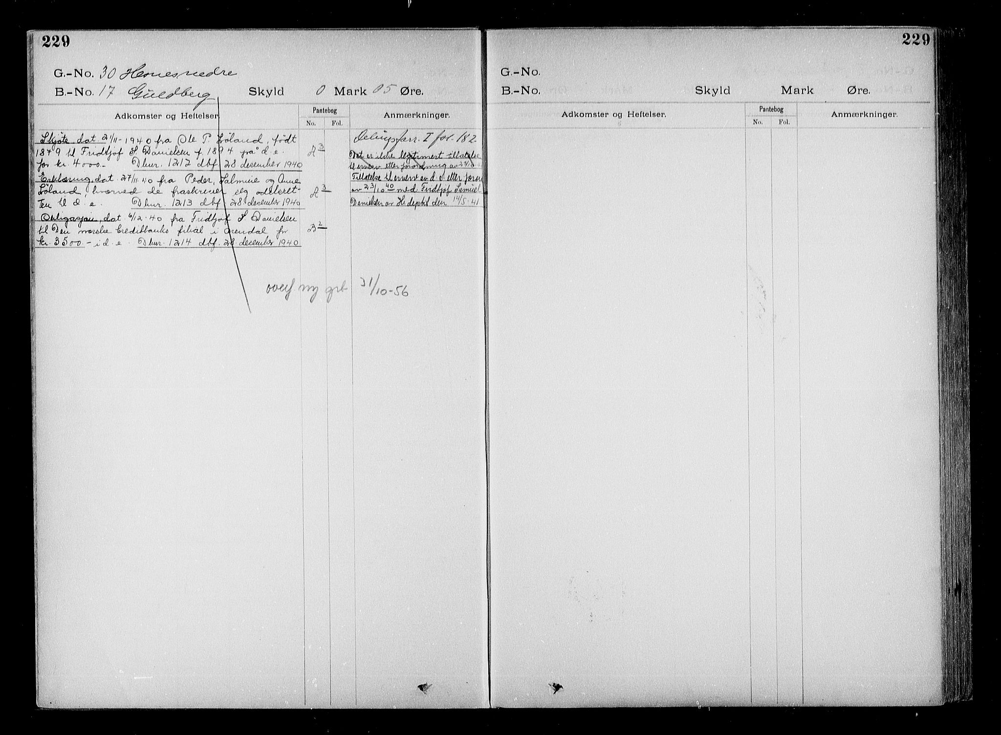 Vestre Nedenes/Sand sorenskriveri, SAK/1221-0010/G/Ga/L0022: Mortgage register no. 15, 1899-1957, p. 229