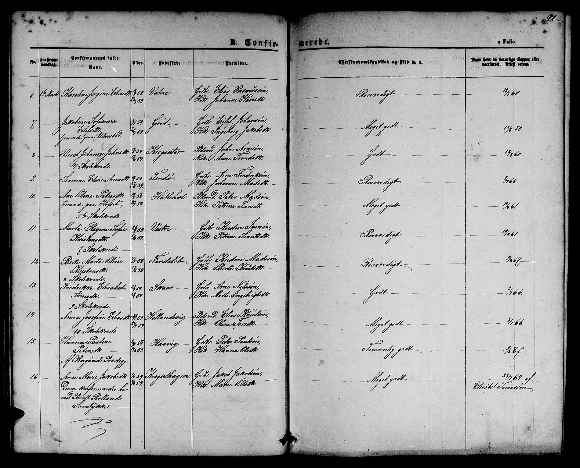 Ministerialprotokoller, klokkerbøker og fødselsregistre - Møre og Romsdal, AV/SAT-A-1454/525/L0375: Parish register (copy) no. 525C01, 1865-1879, p. 91