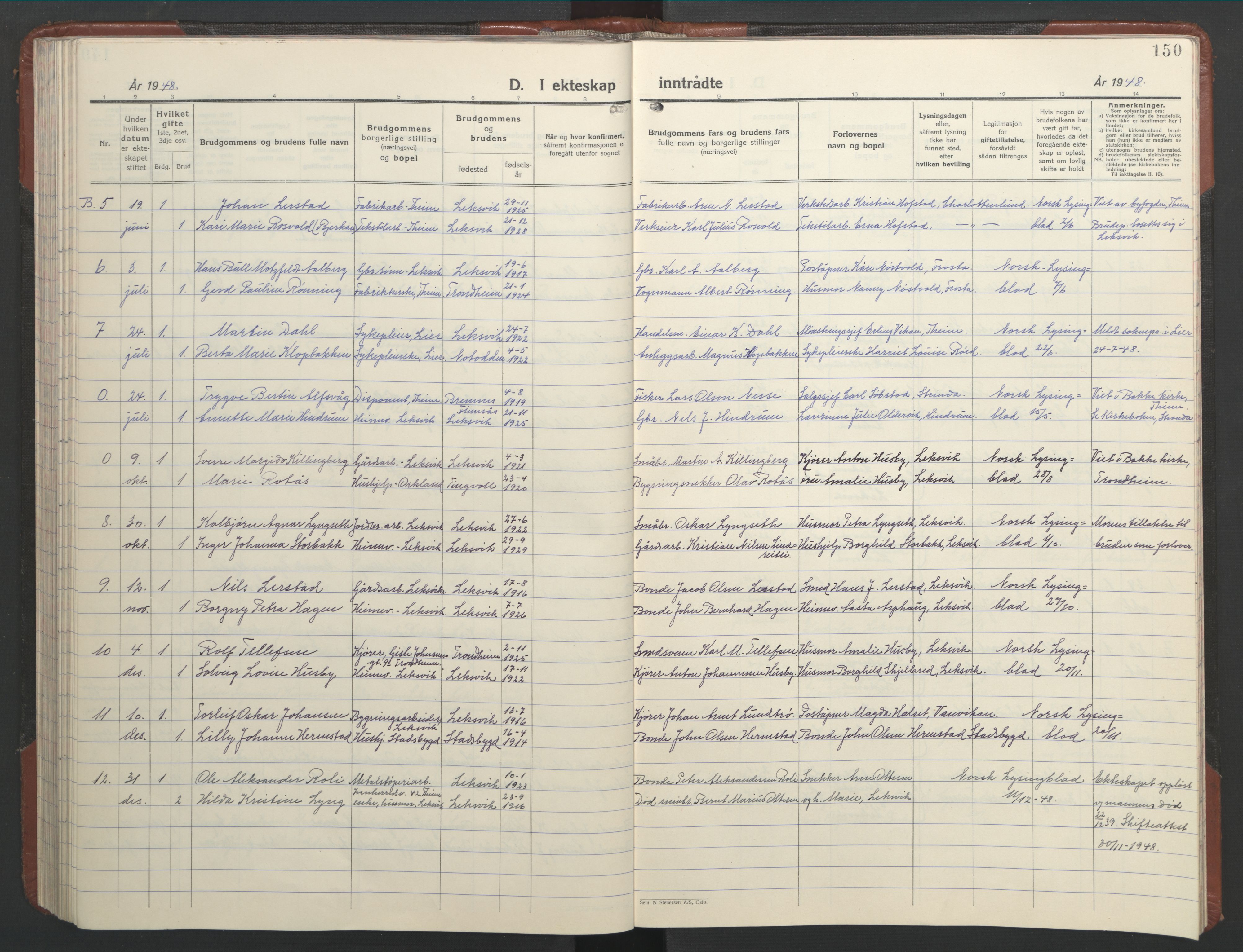 Ministerialprotokoller, klokkerbøker og fødselsregistre - Nord-Trøndelag, AV/SAT-A-1458/701/L0019: Parish register (copy) no. 701C03, 1930-1953, p. 150