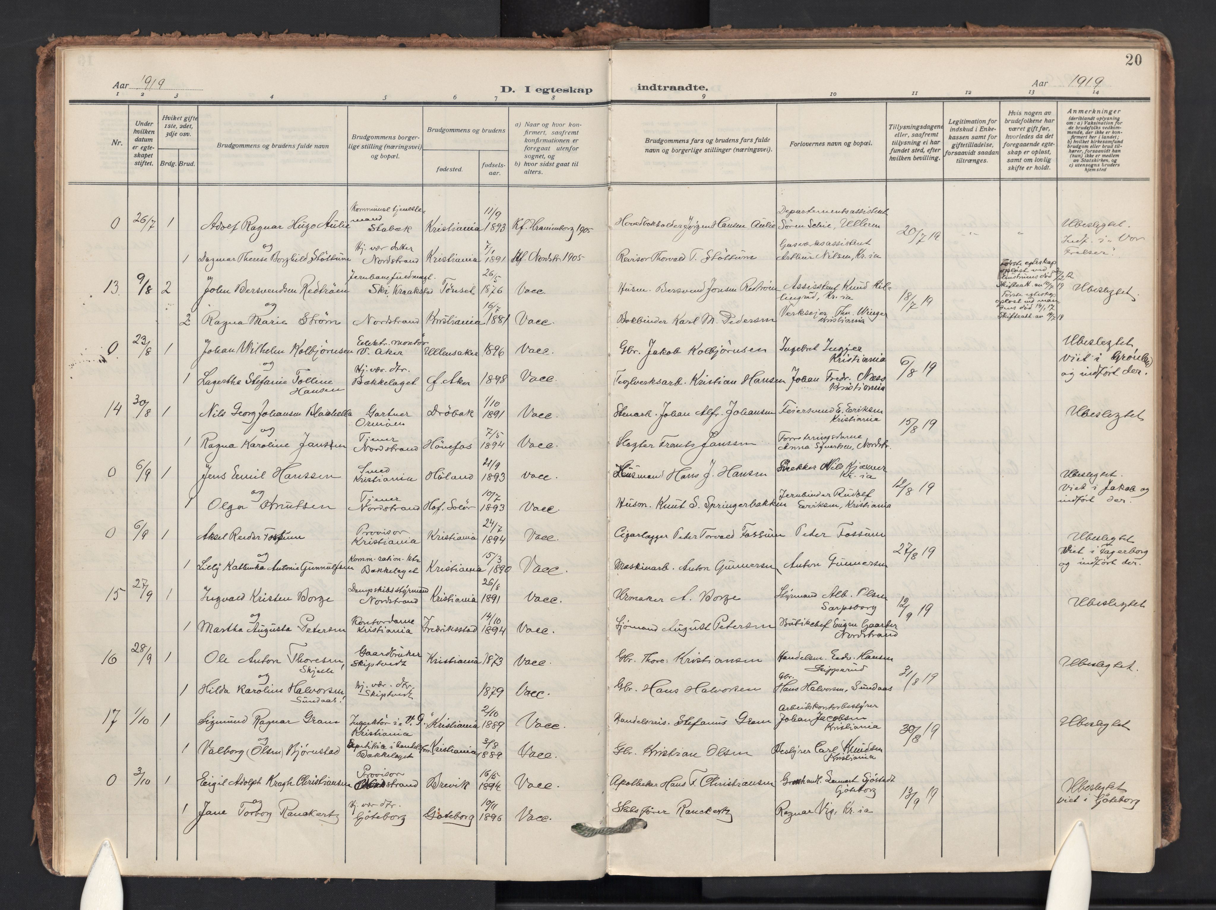 Nordstrand prestekontor Kirkebøker, AV/SAO-A-10362a/F/Fa/L0003: Parish register (official) no. 3, 1914-1932, p. 20