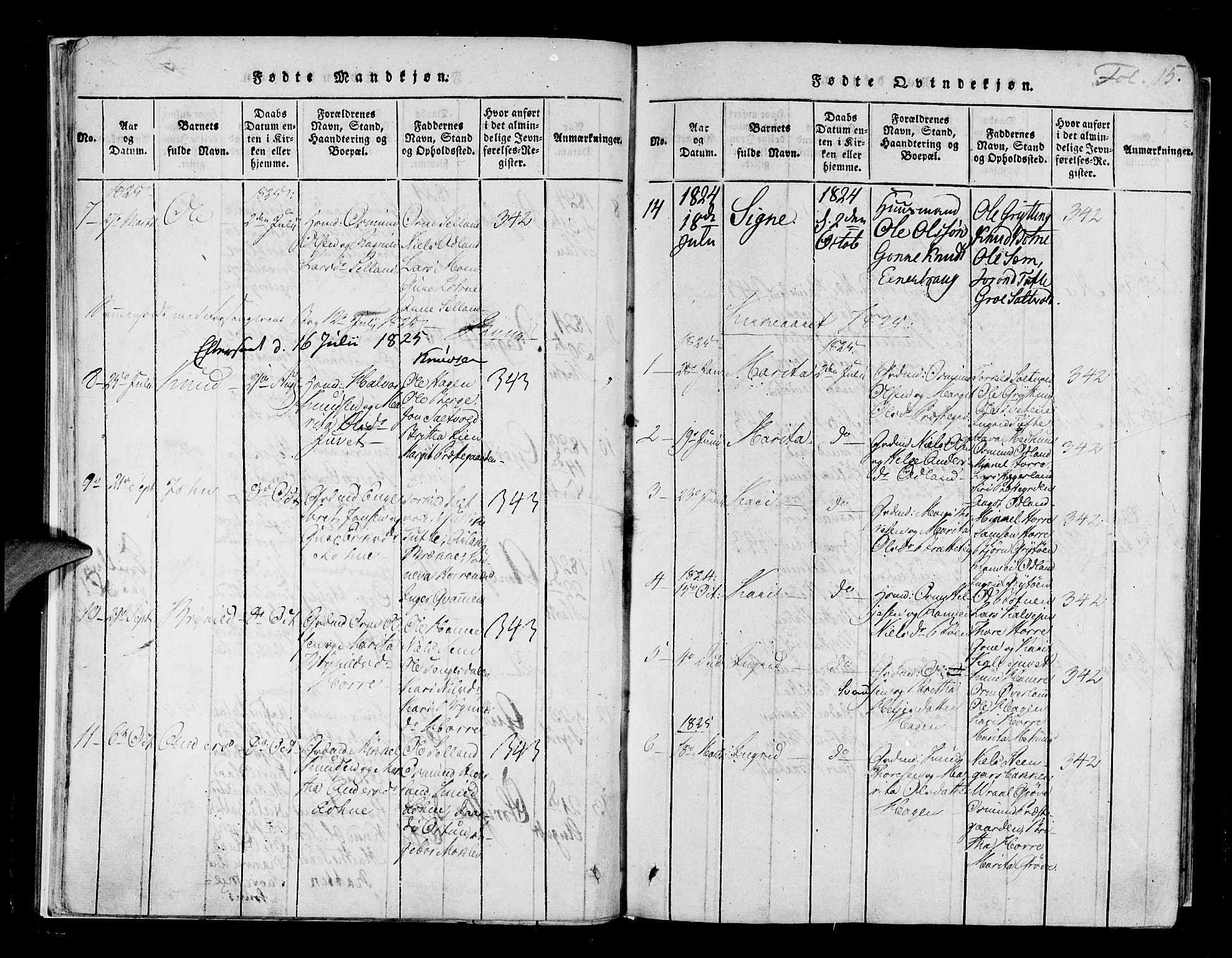 Røldal sokneprestembete, AV/SAB-A-100247: Parish register (official) no. A 2, 1817-1856, p. 15