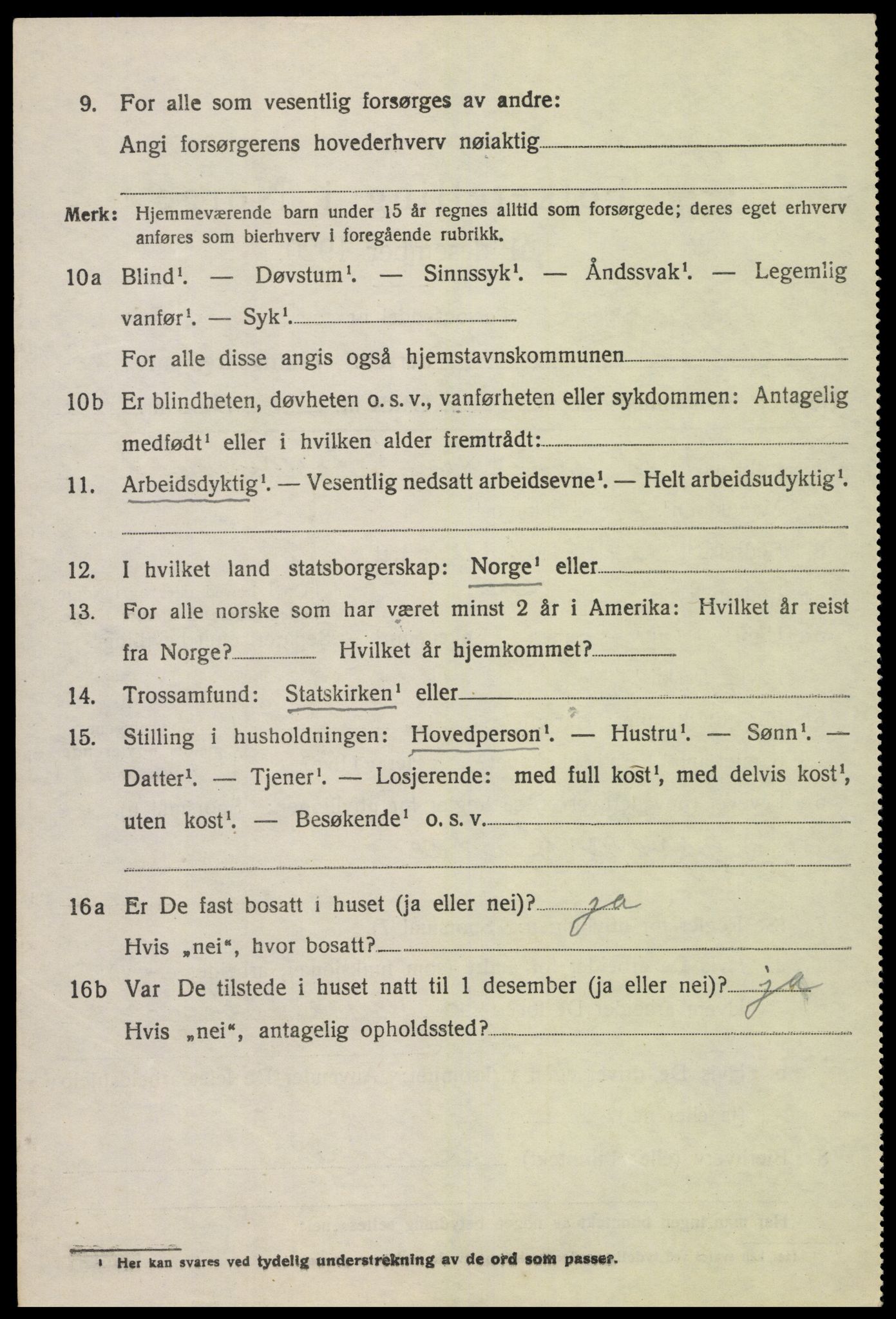 SAH, 1920 census for Lom, 1920, p. 2861