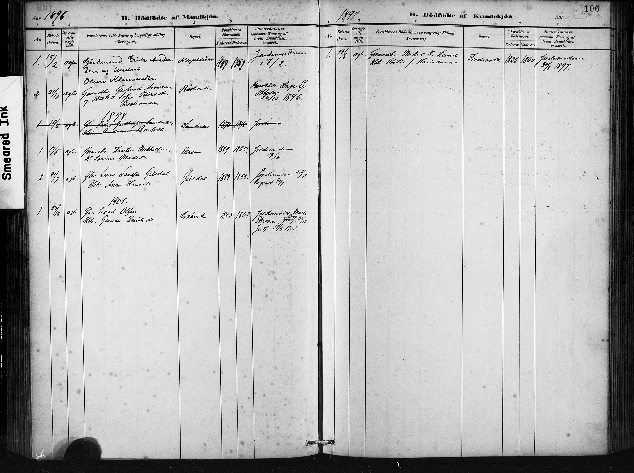 Ministerialprotokoller, klokkerbøker og fødselsregistre - Møre og Romsdal, AV/SAT-A-1454/501/L0008: Parish register (official) no. 501A08, 1885-1901, p. 106