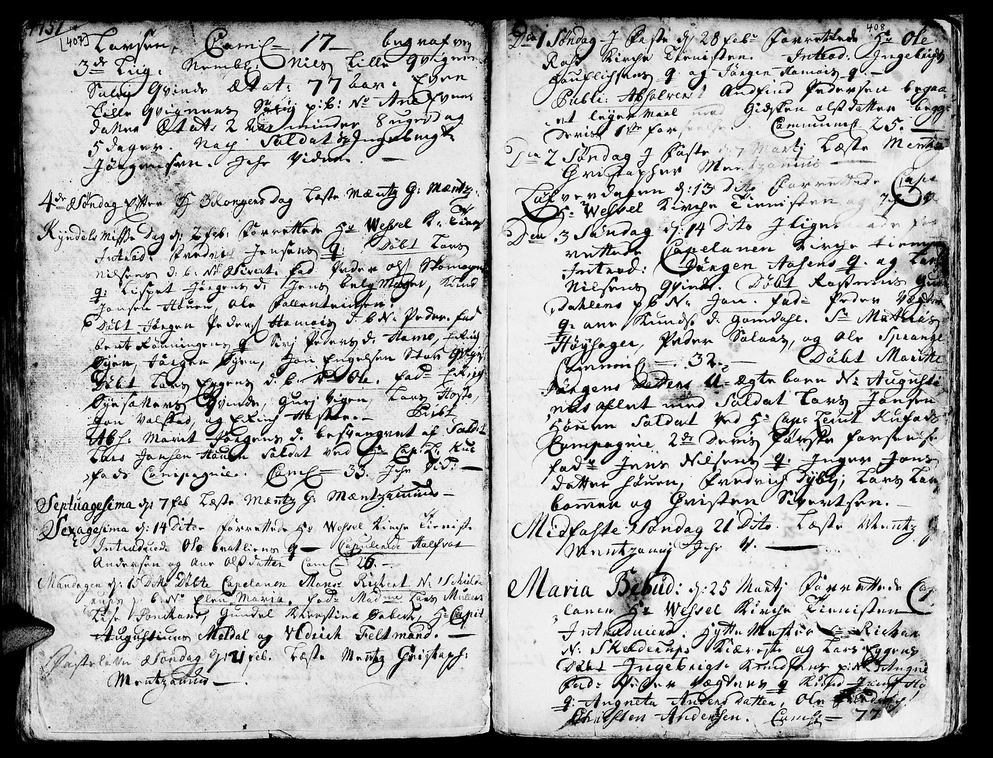 Ministerialprotokoller, klokkerbøker og fødselsregistre - Sør-Trøndelag, SAT/A-1456/671/L0839: Parish register (official) no. 671A01, 1730-1755, p. 407-408