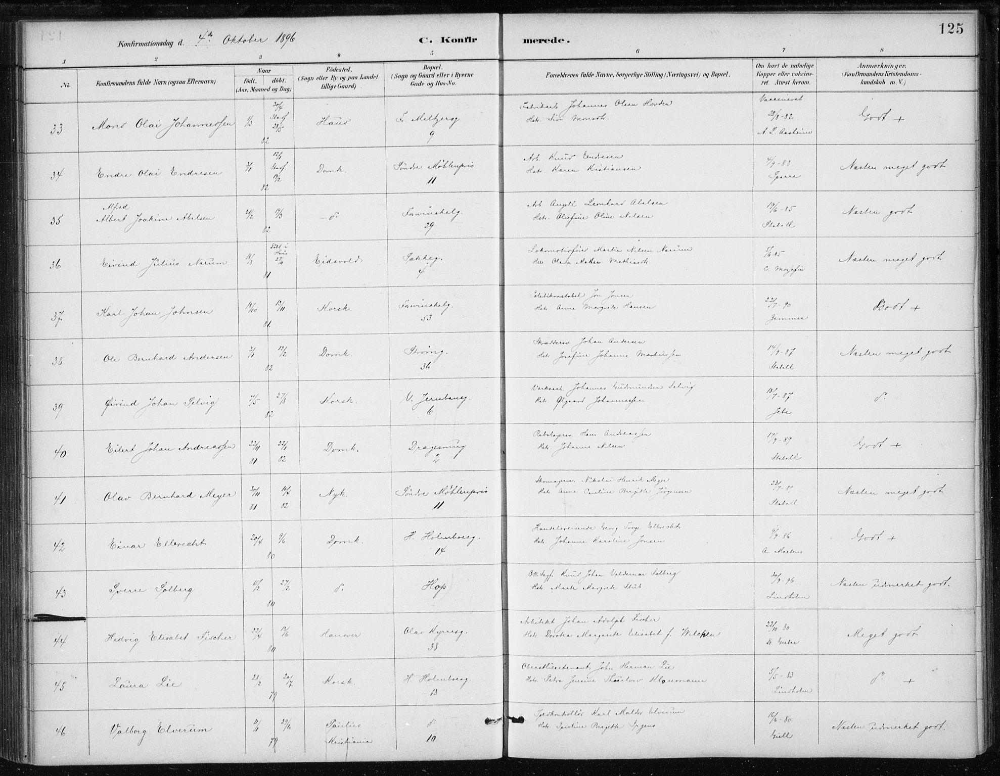 Johanneskirken sokneprestembete, AV/SAB-A-76001/H/Haa/L0008: Parish register (official) no. C 1, 1885-1907, p. 125