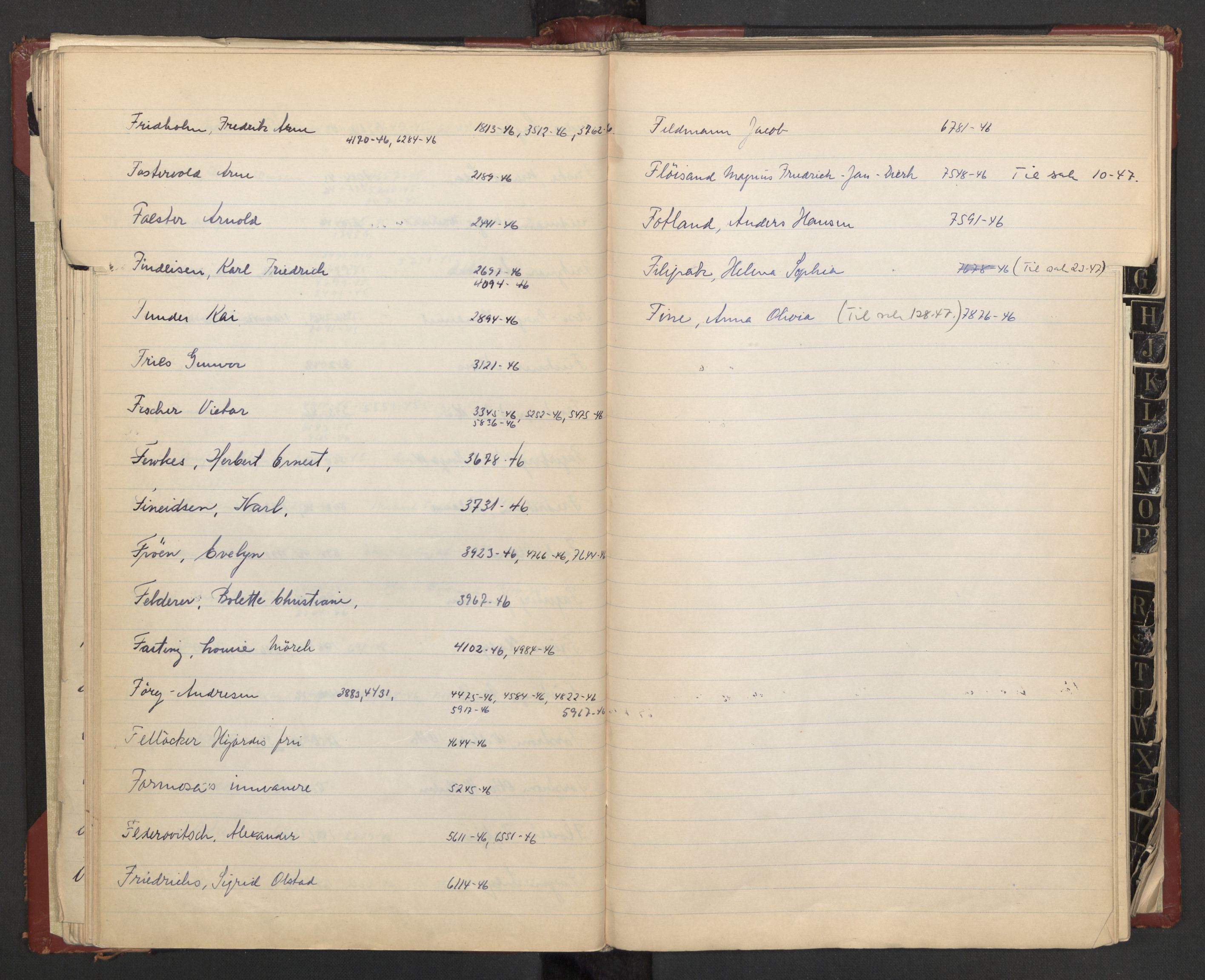 Justisdepartementet, 3. politikontor P3, AV/RA-S-1051/C/Cc/L0002: Journalregister over statsborgersaker, 1940-1946, p. 30
